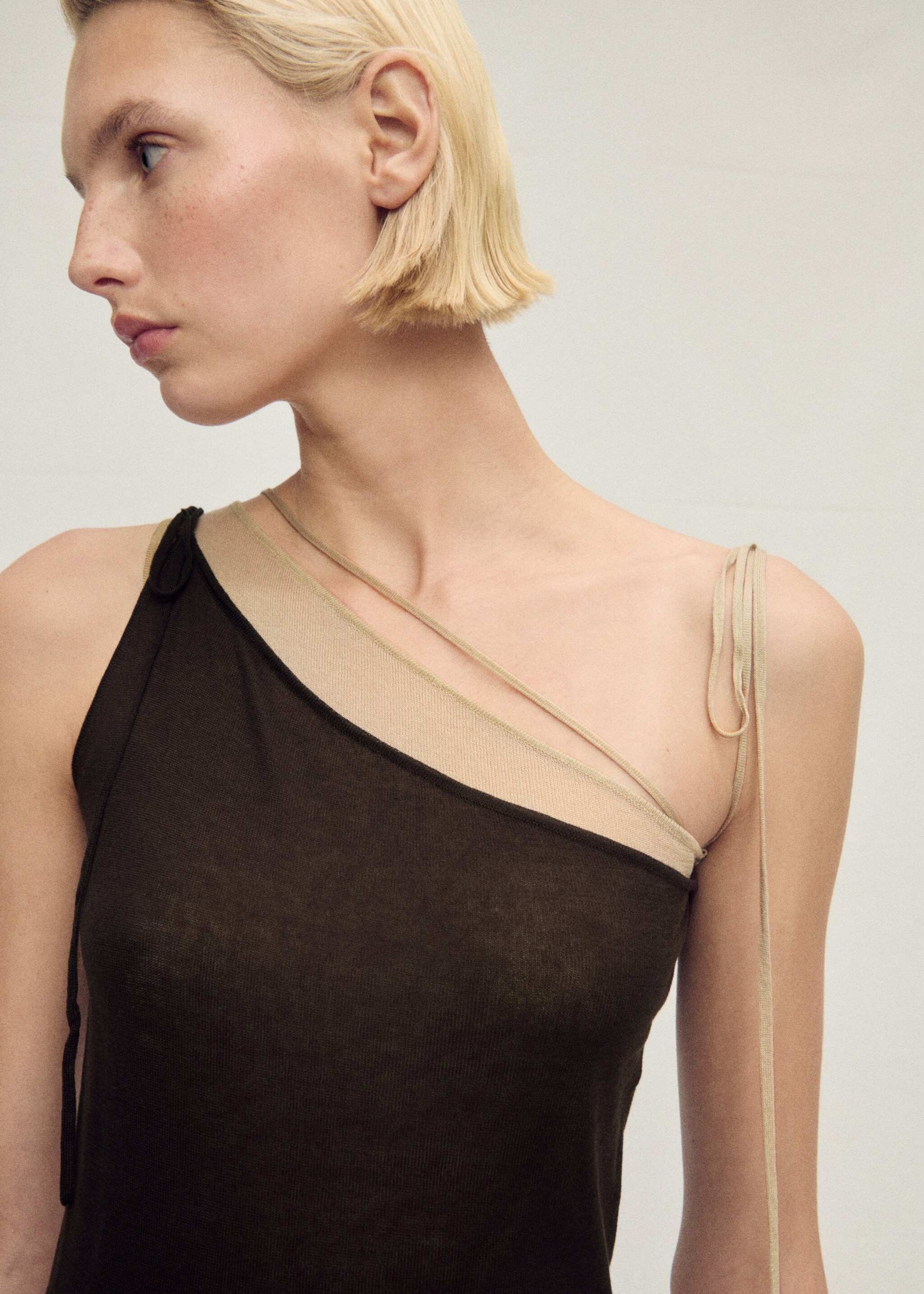 Vestido punto lyocell combinado - Detalle del artículo 1