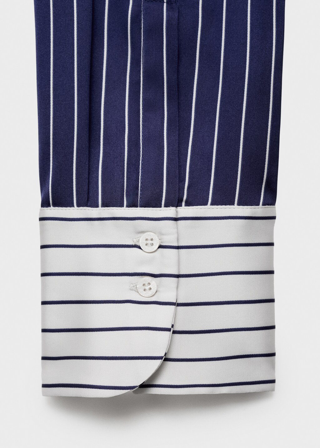 Thumbnail of Satin shirt with combined stripes - Blue