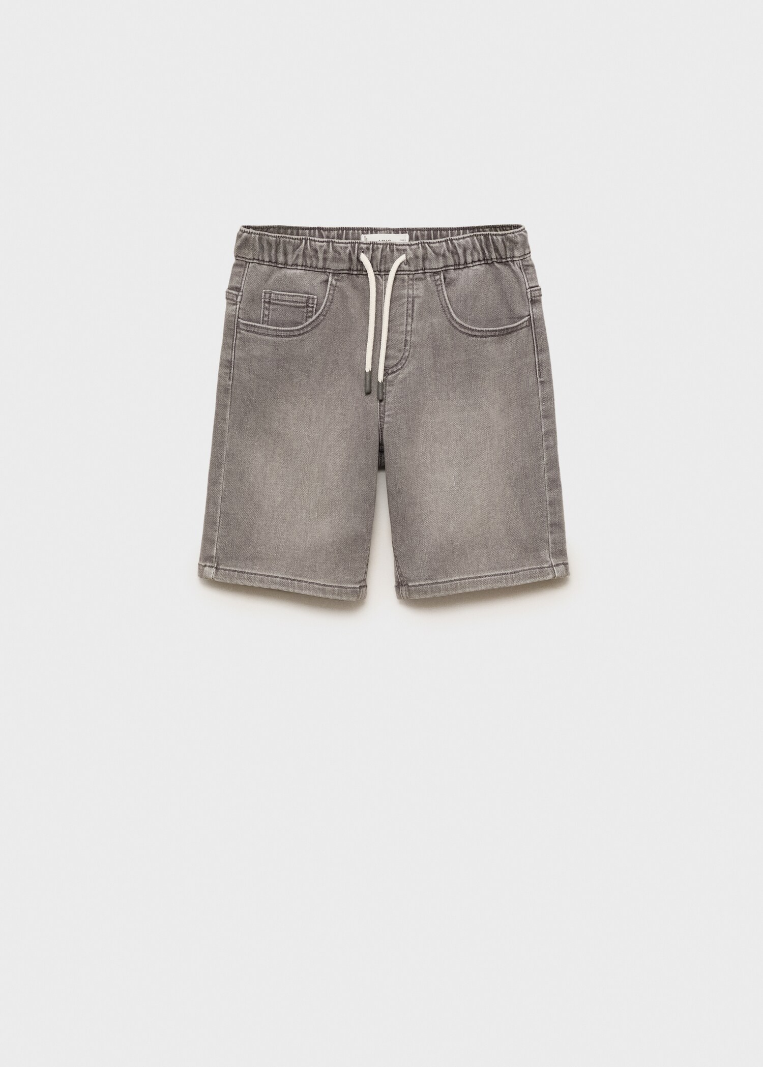 Denim bermuda shorts with drawstring - Article without model