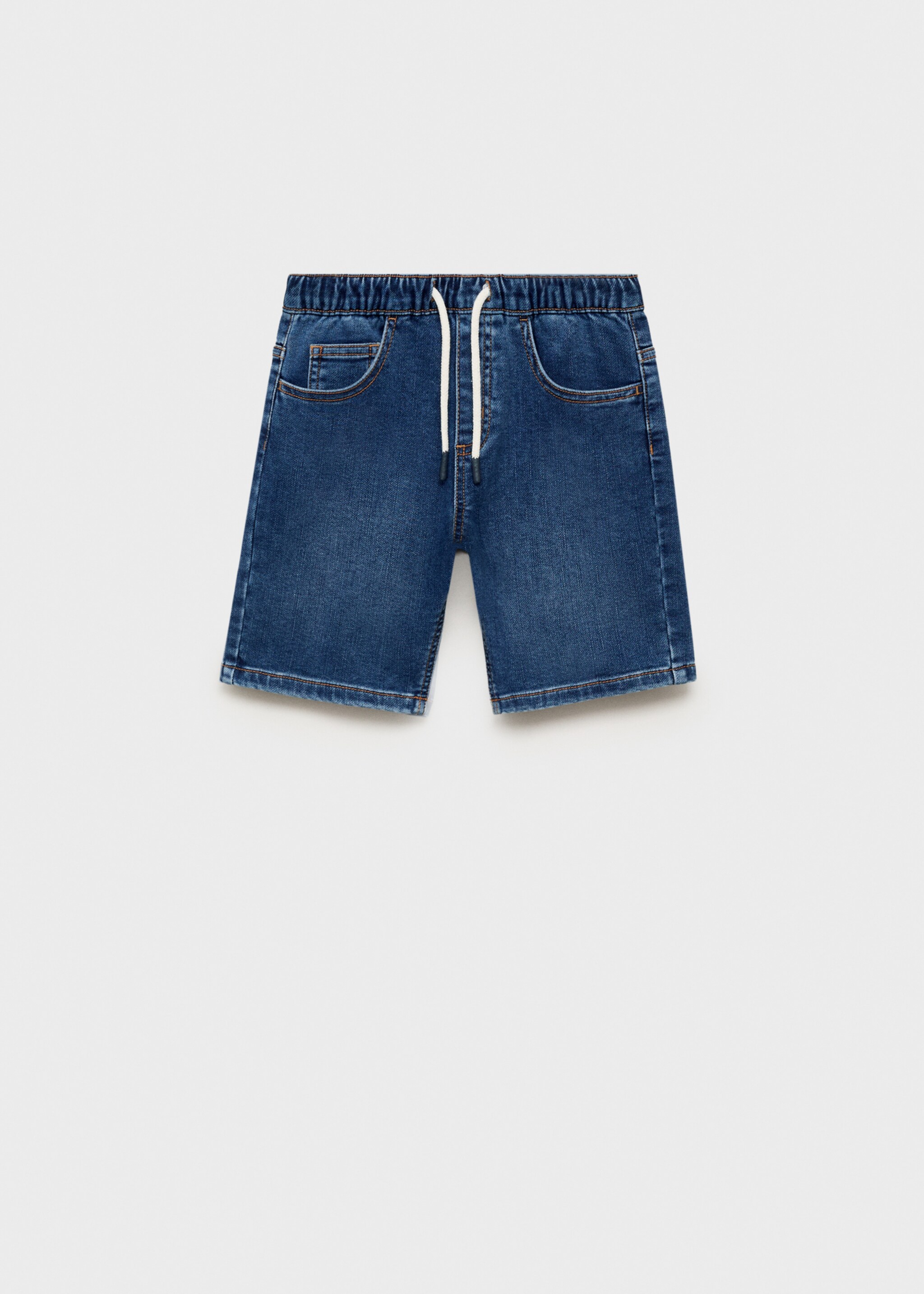 Denim bermuda shorts with drawstring - Article without model