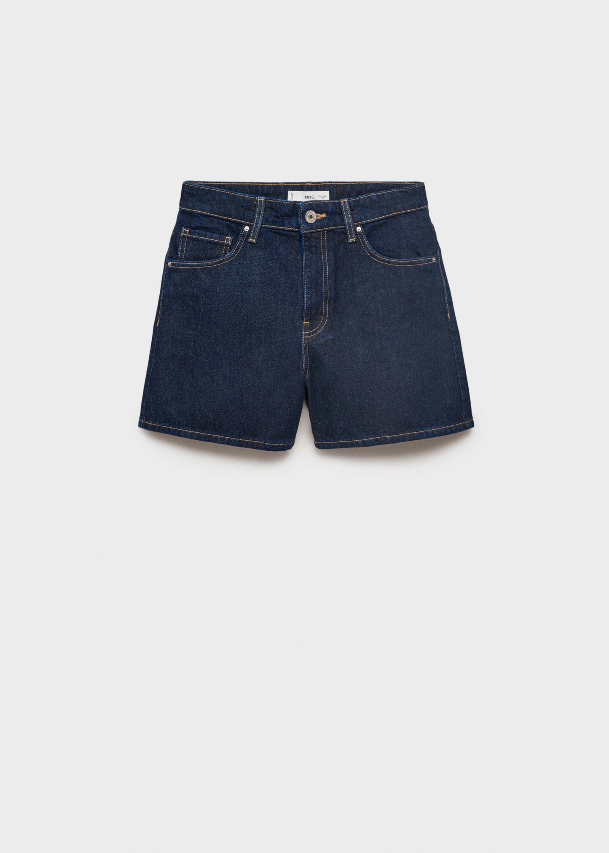 High-waisted straight-fit denim shorts - Article without model, Open Blue. Ref: 87067704-00.