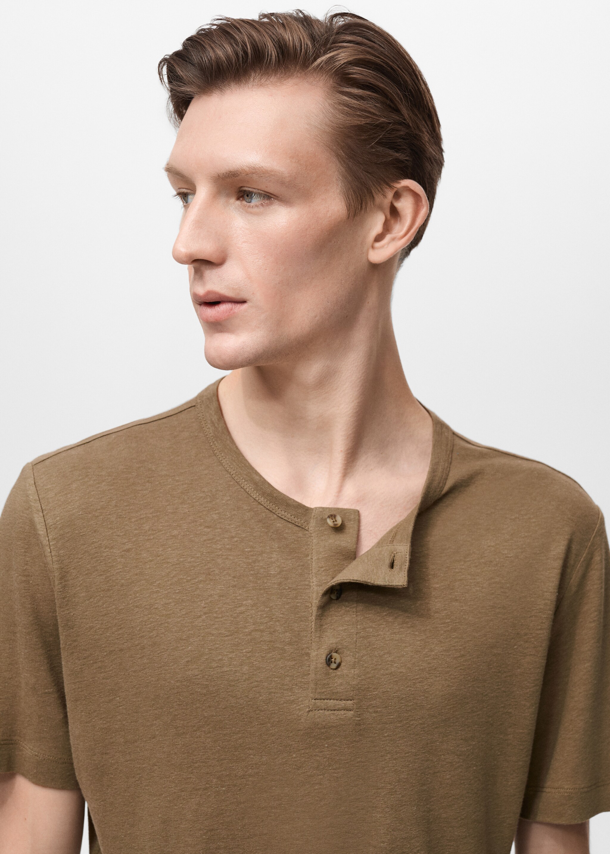 Button linen blend T-shirt - Details of the article 1