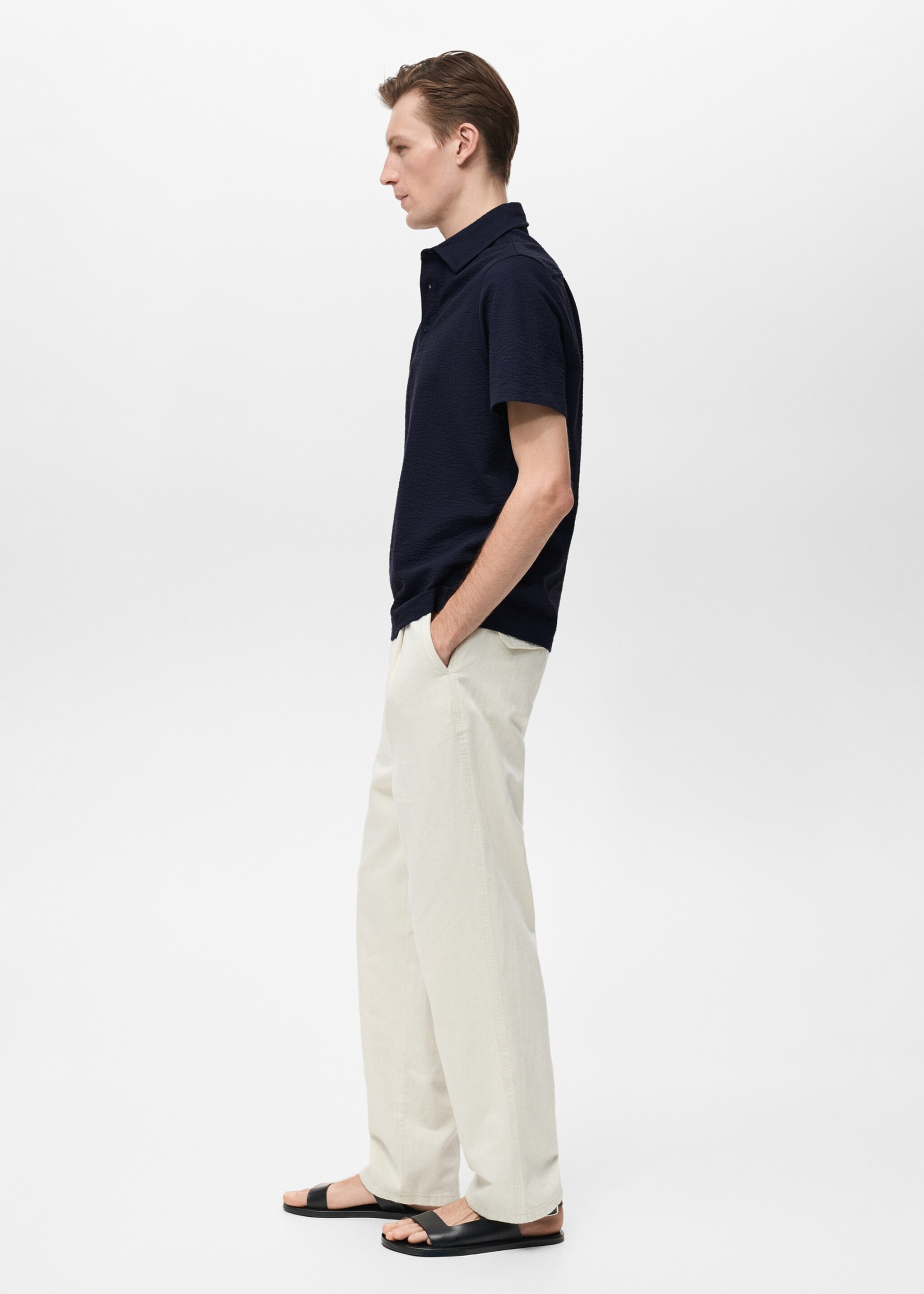 Seersucker cotton polo shirt - Details of the article 2