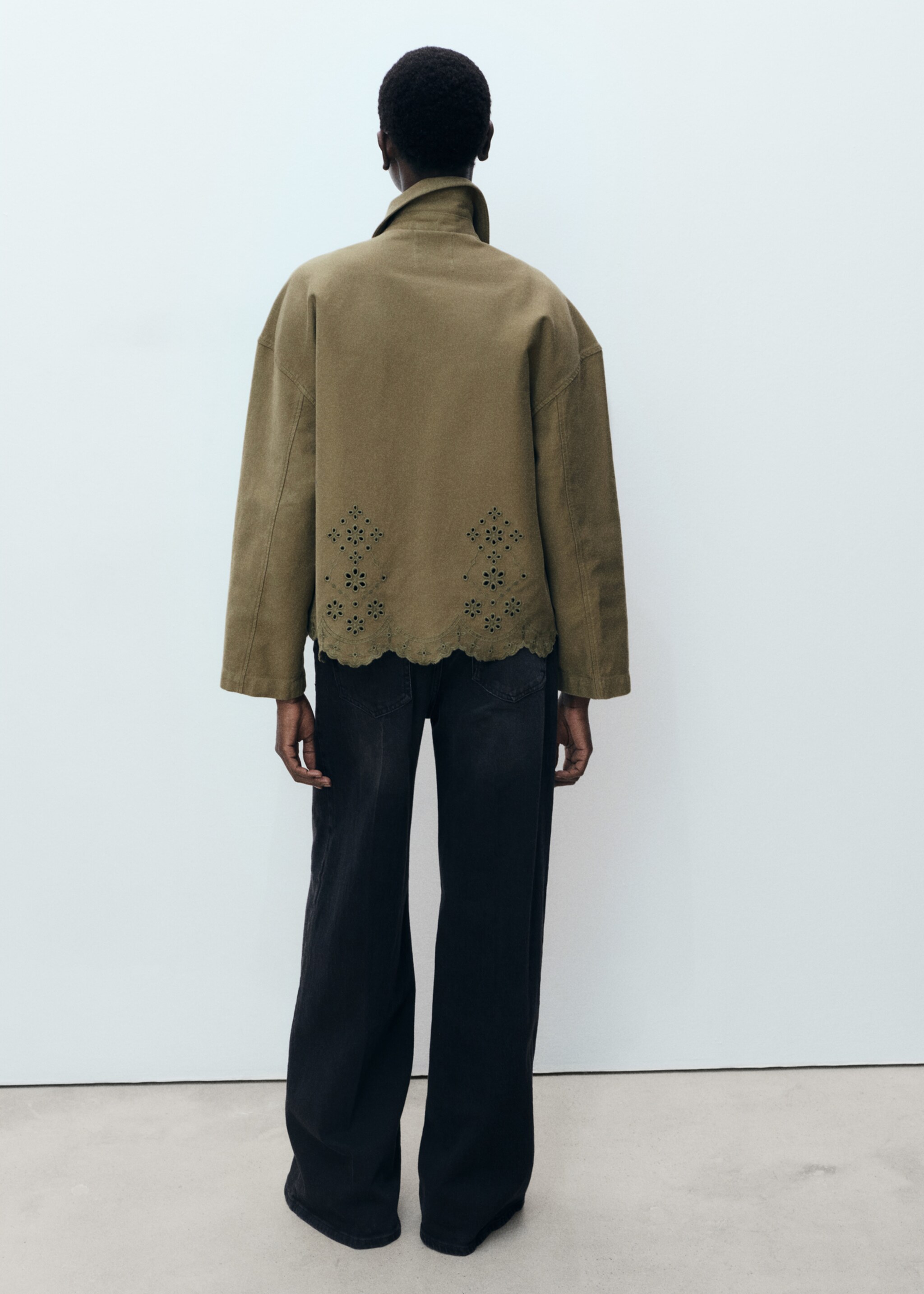 Cotton overshirt with openwork details - Reverse of the article