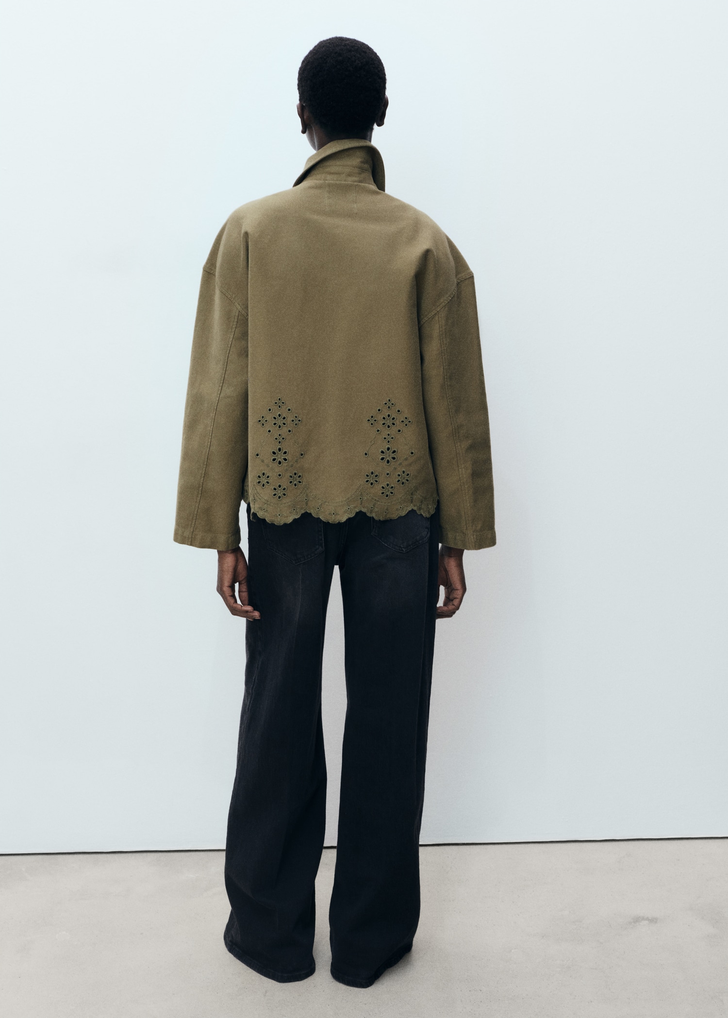 Cotton overshirt with openwork details - Reverse of the article