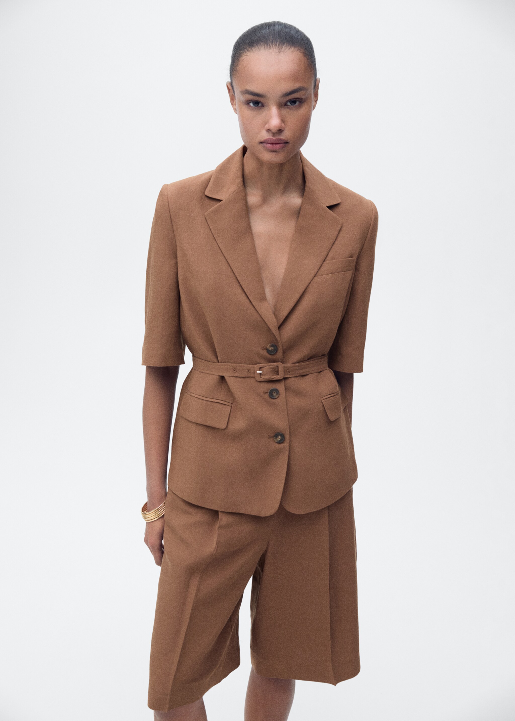 Linen-blend suit bermuda shorts - Details of the article 1