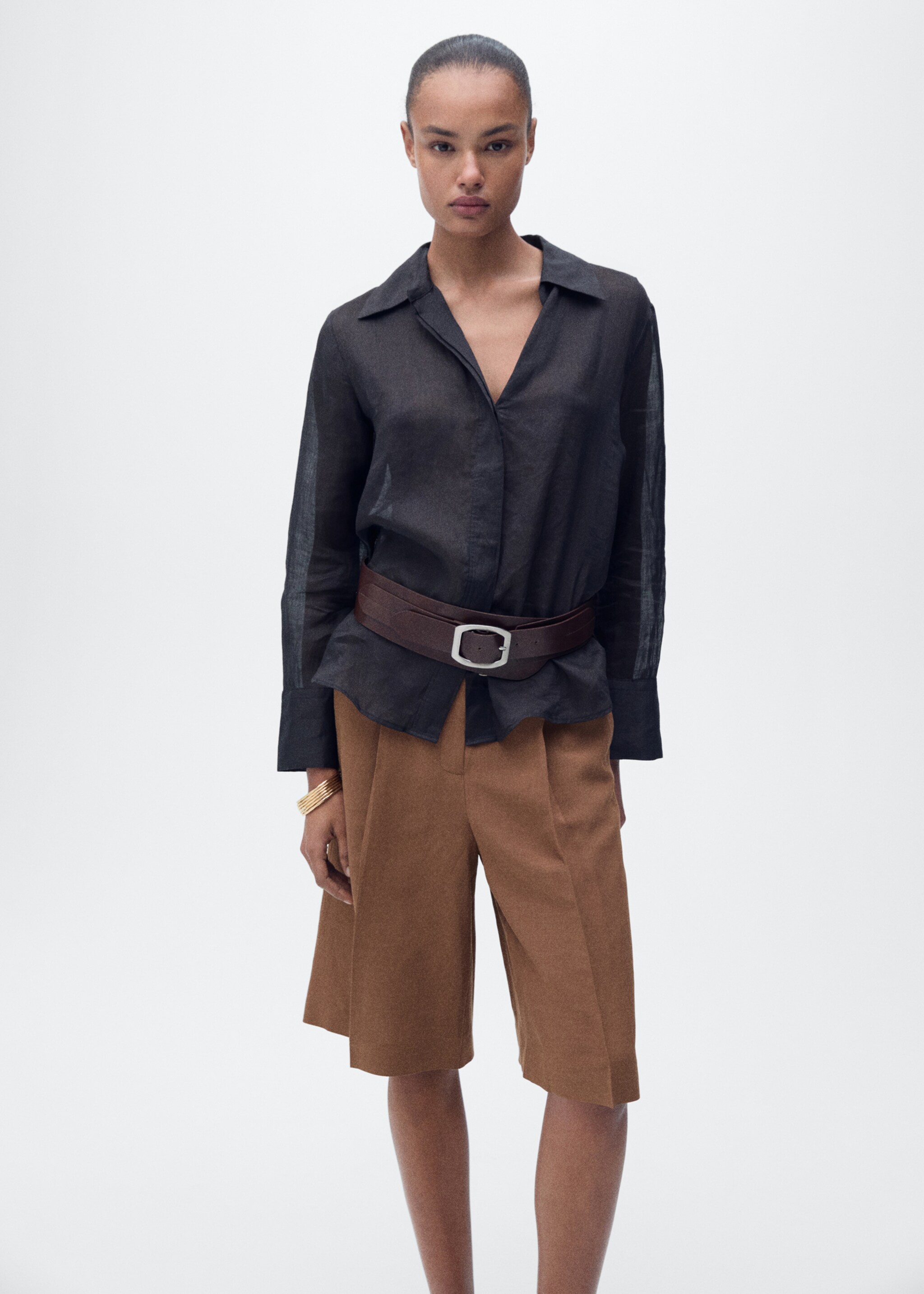 Linen-blend suit bermuda shorts - Details of the article 2