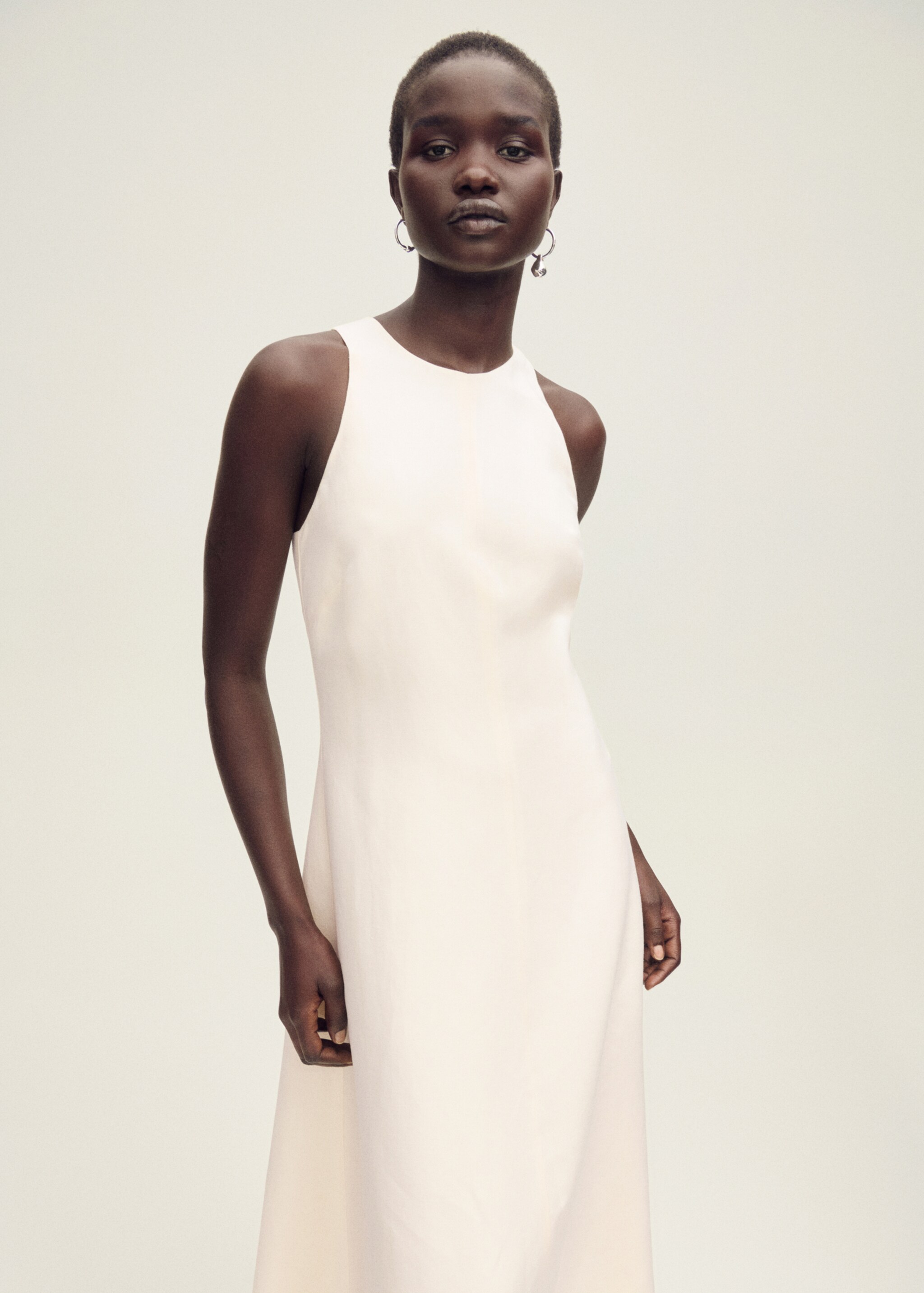 Frayed hem linen dress - Medium plane