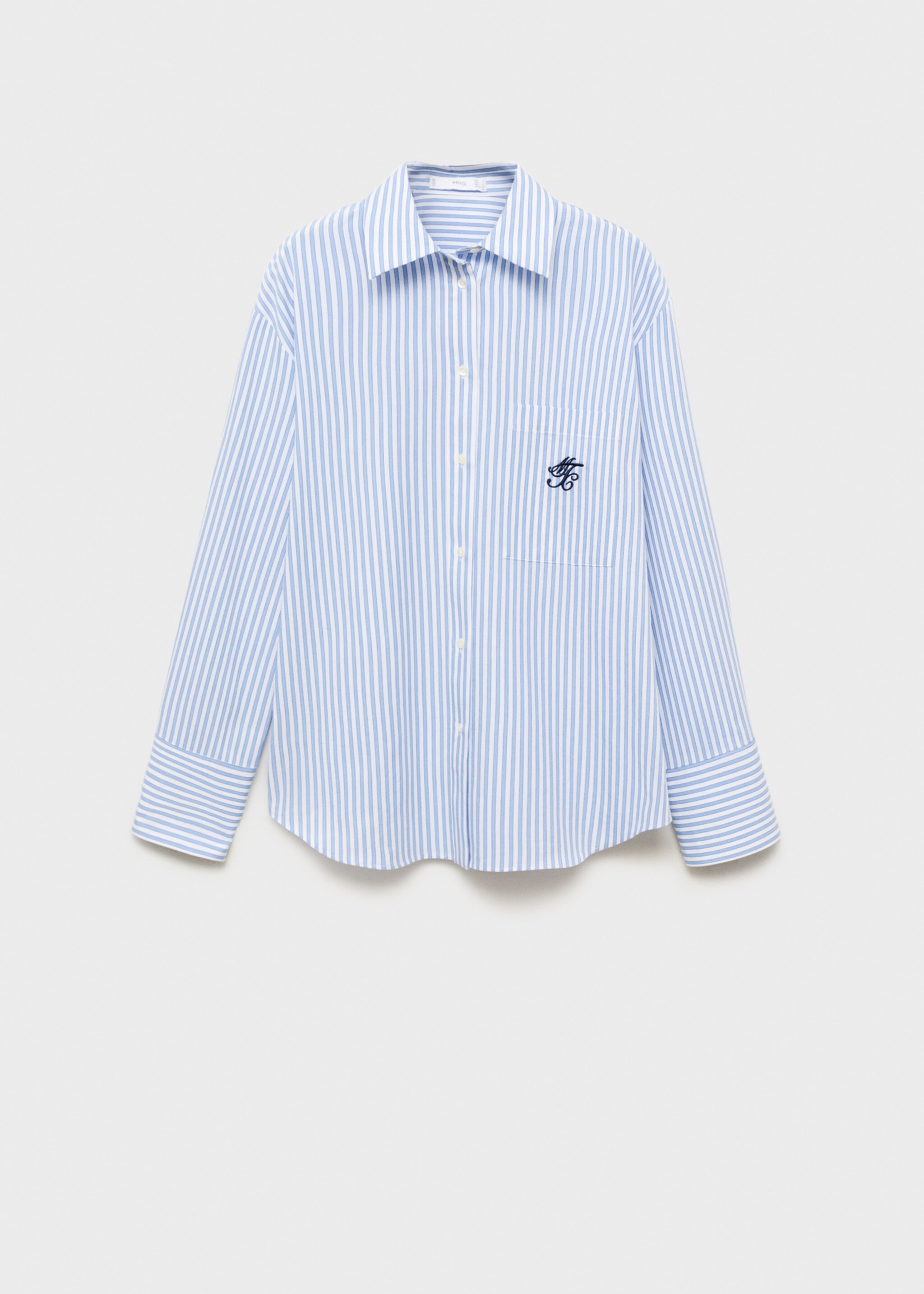 Striped poplin shirt with embroidered message - Article without model