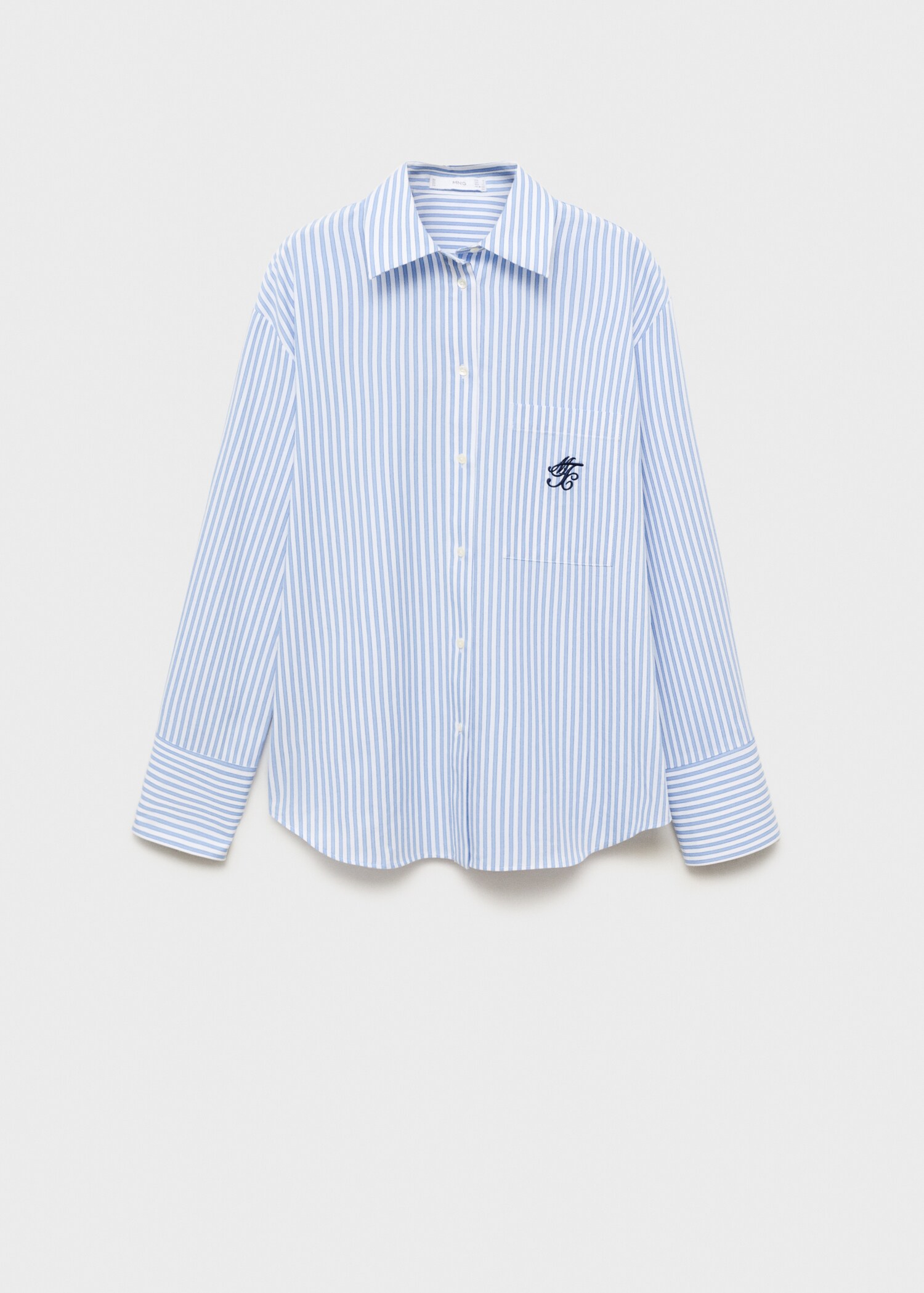 Striped poplin shirt with embroidered message - Article without model