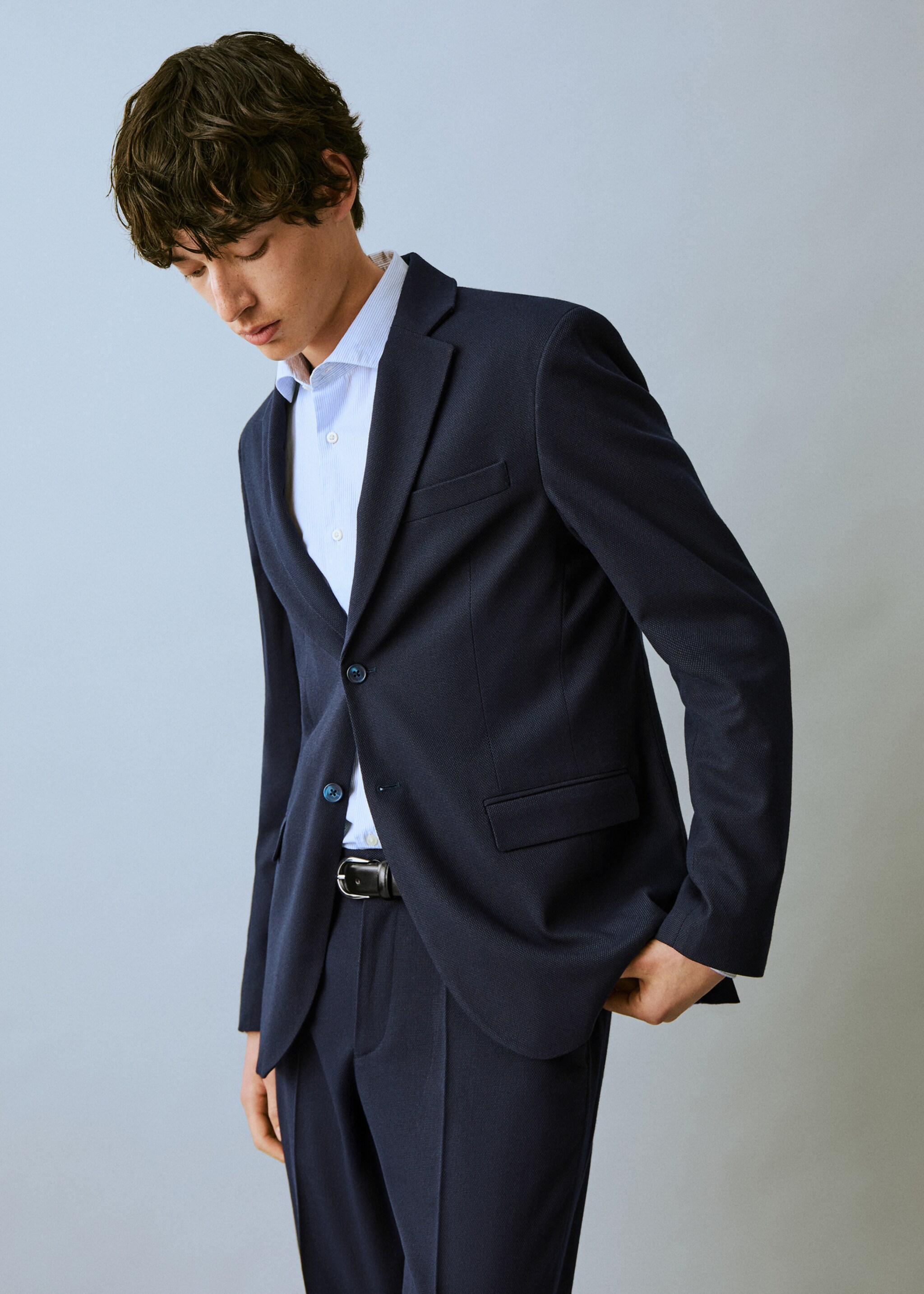 Slim-fit cotton piqué jacket - Medium plane