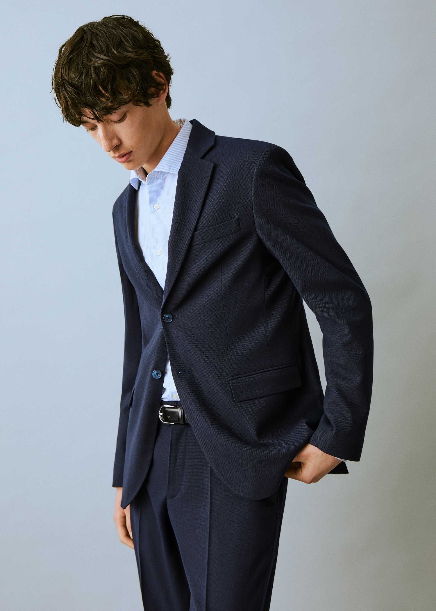 Slim-fit cotton piqué jacket Teen MANGO Philippines