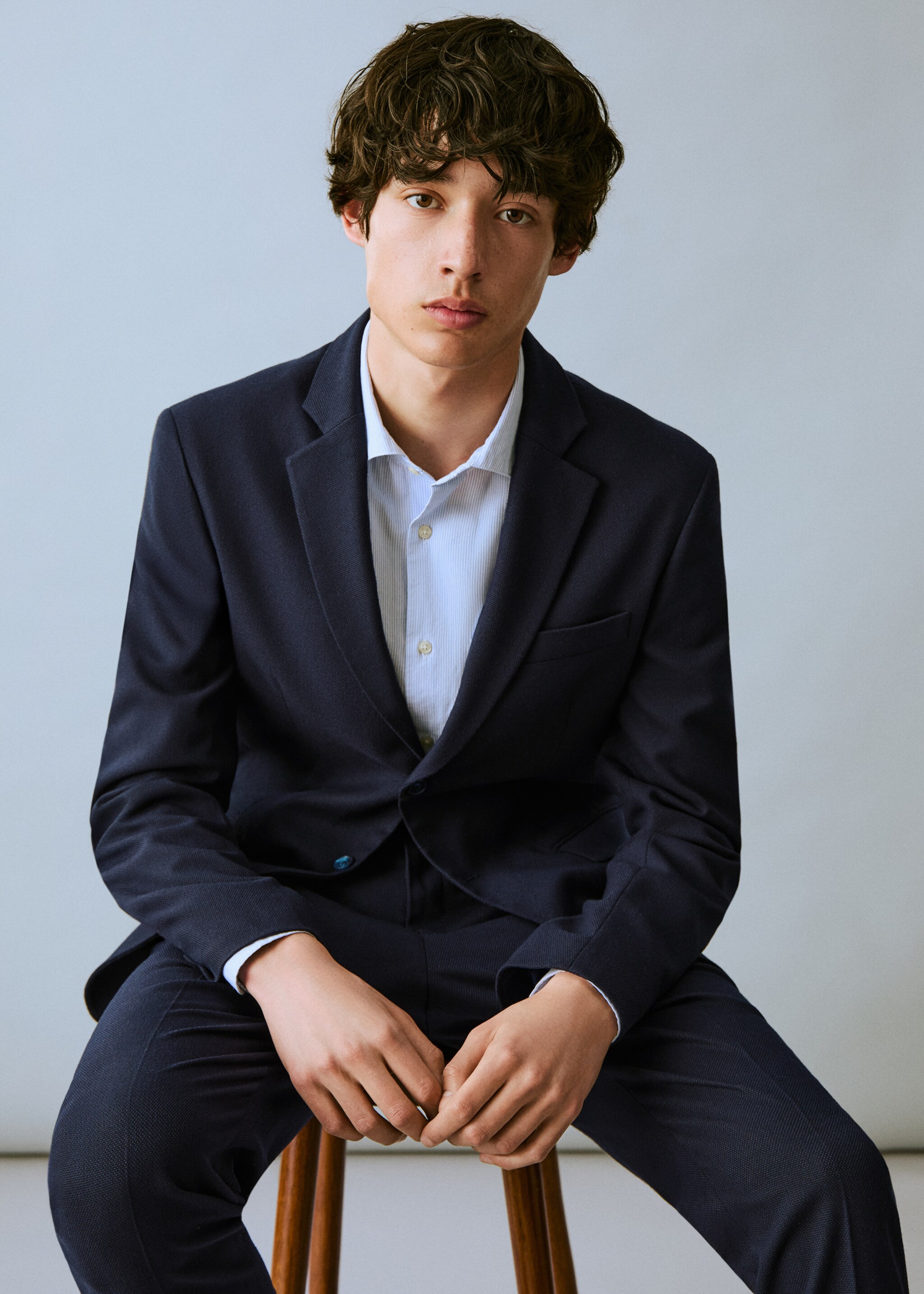 Slim-fit cotton piqué jacket - Details of the article 2