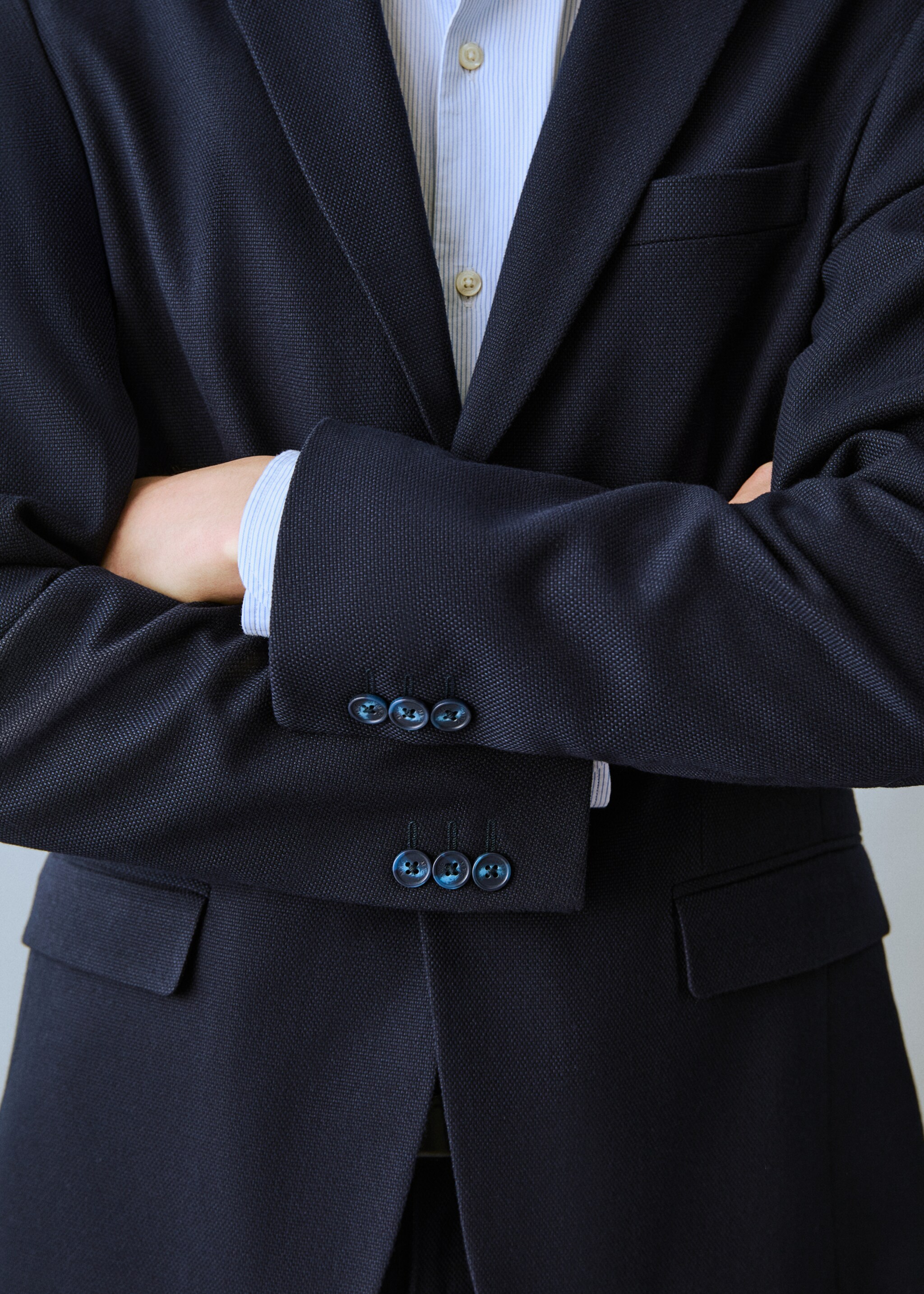 Slim-fit cotton piqué jacket - Details of the article 6