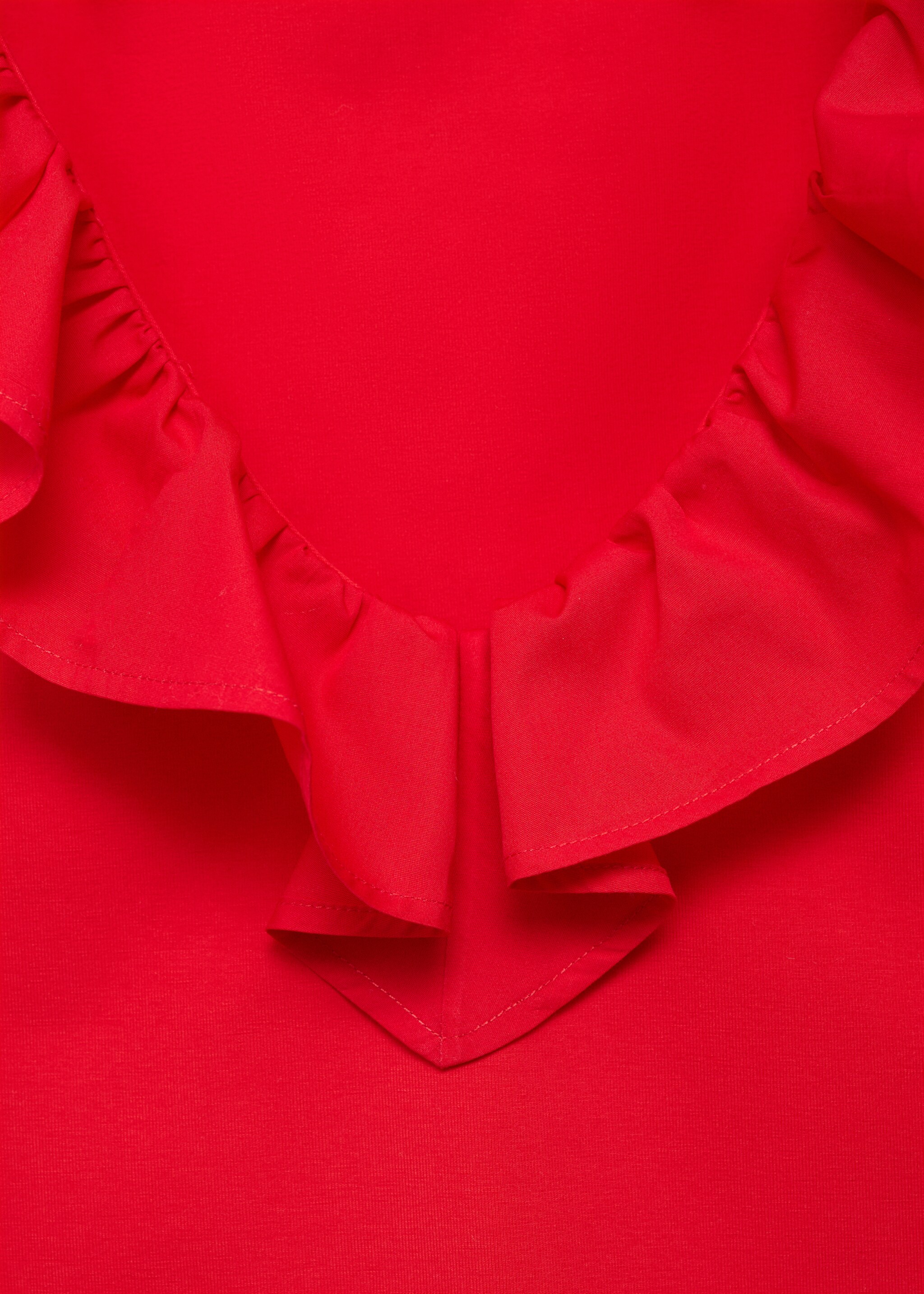 Cotton top with ruffles - Details of the article 8, Red. Ref: 87068267-00.