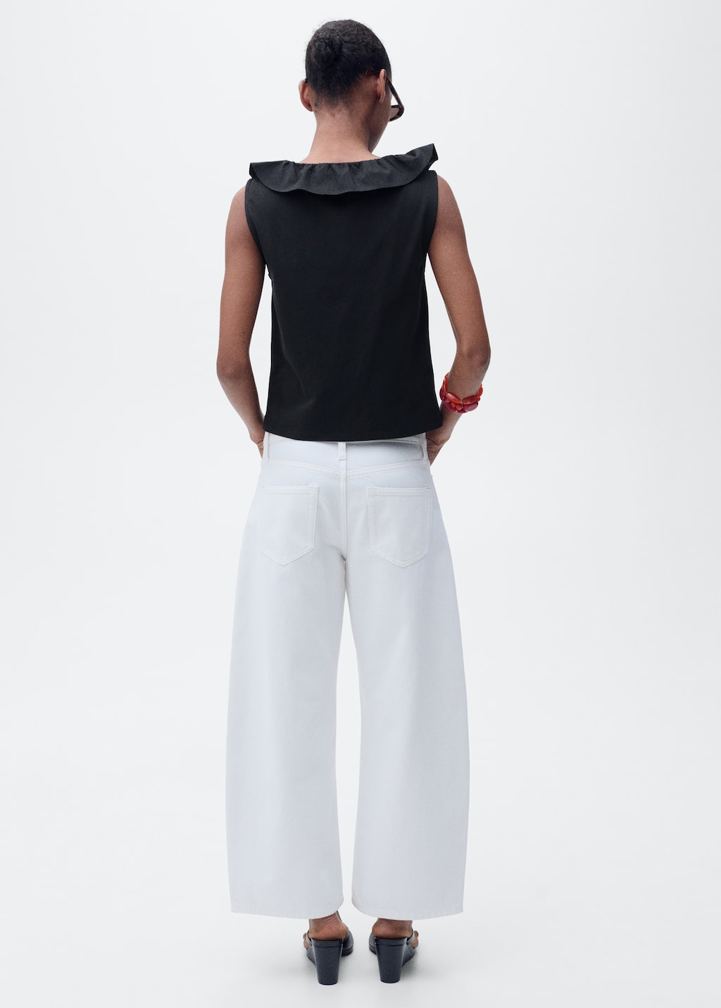 Mango Cotton top with ruffles