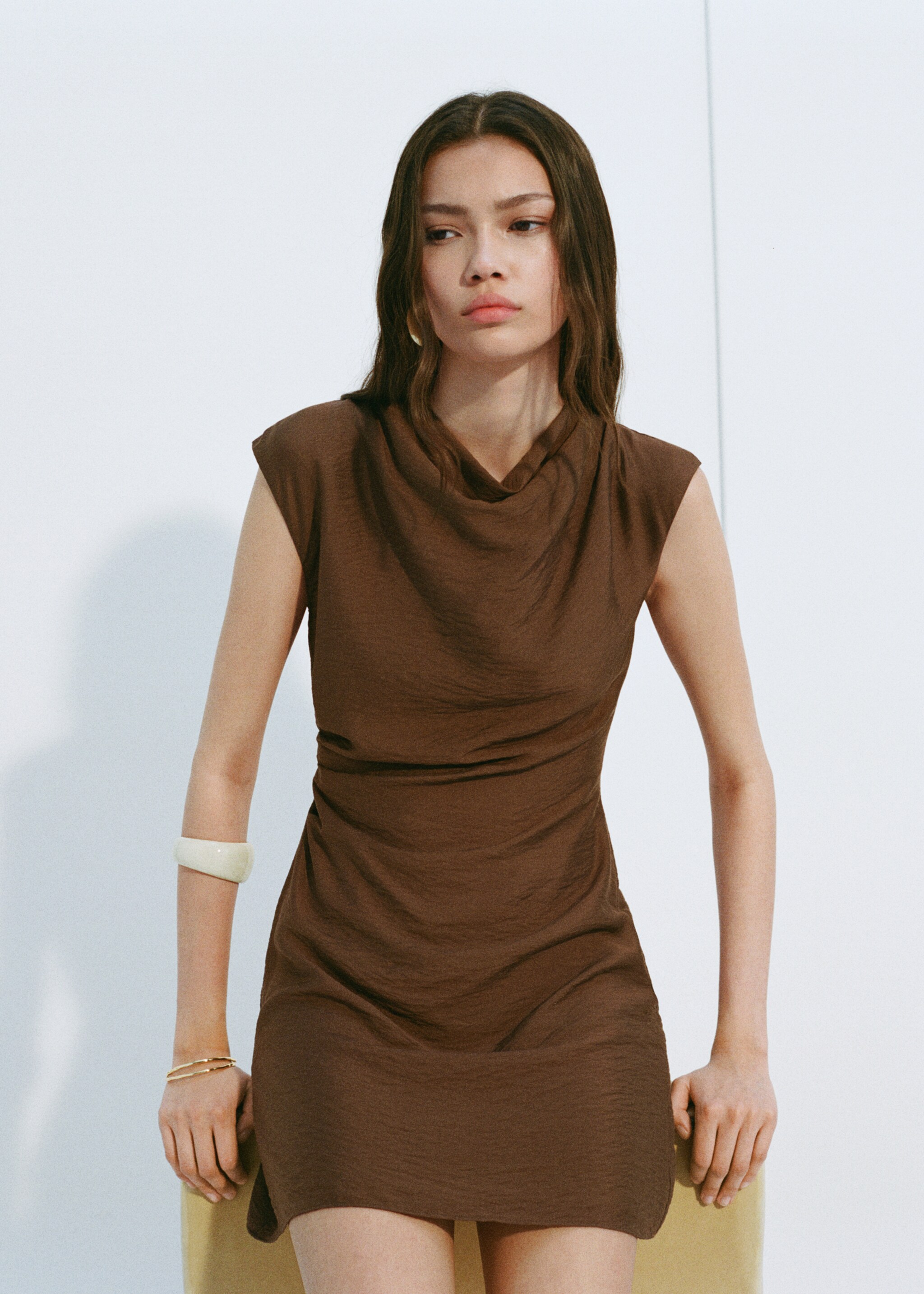 Draped textured dress - Details of the article 6