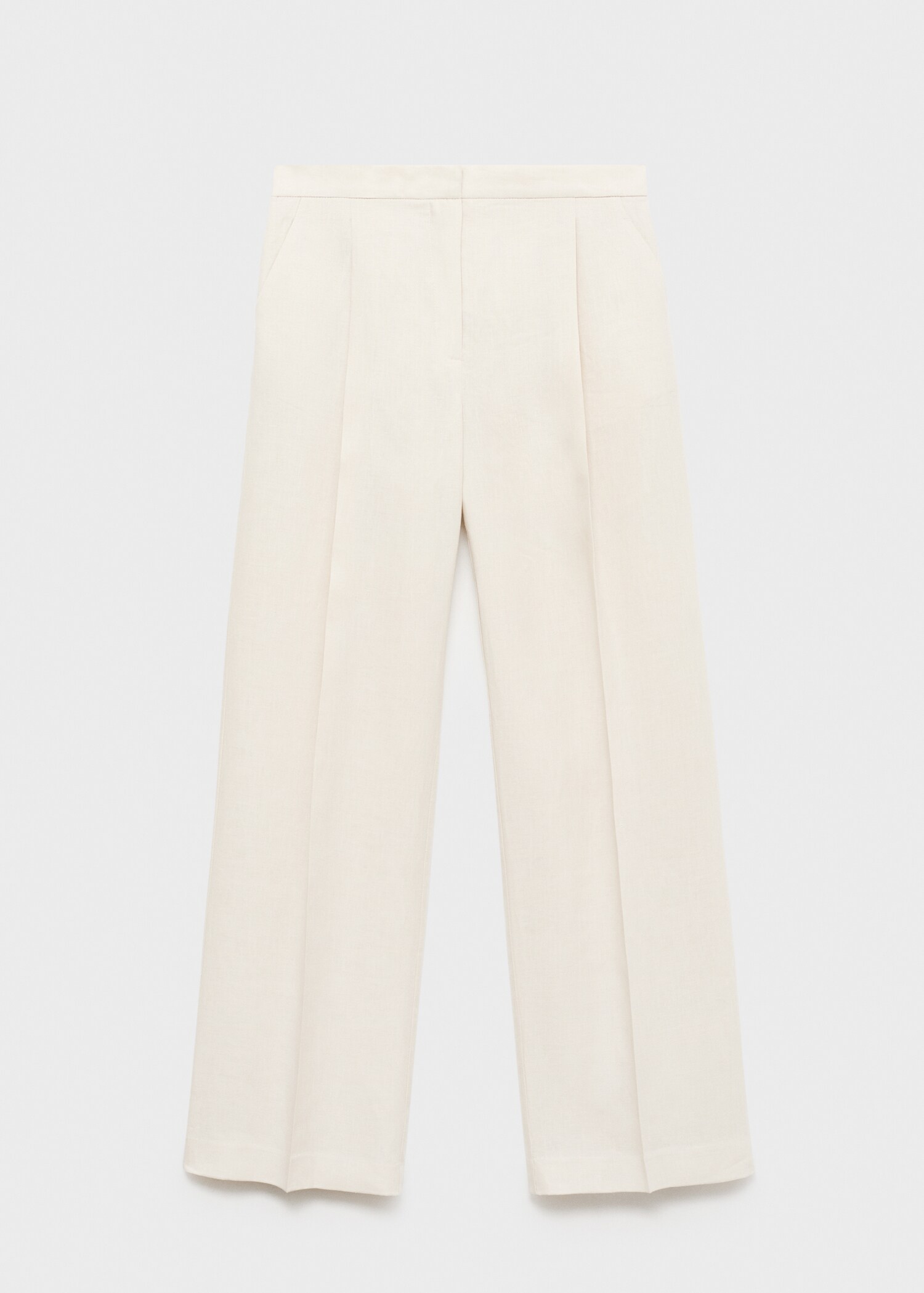 Straight-fit linen trousers with pleats - Article without model