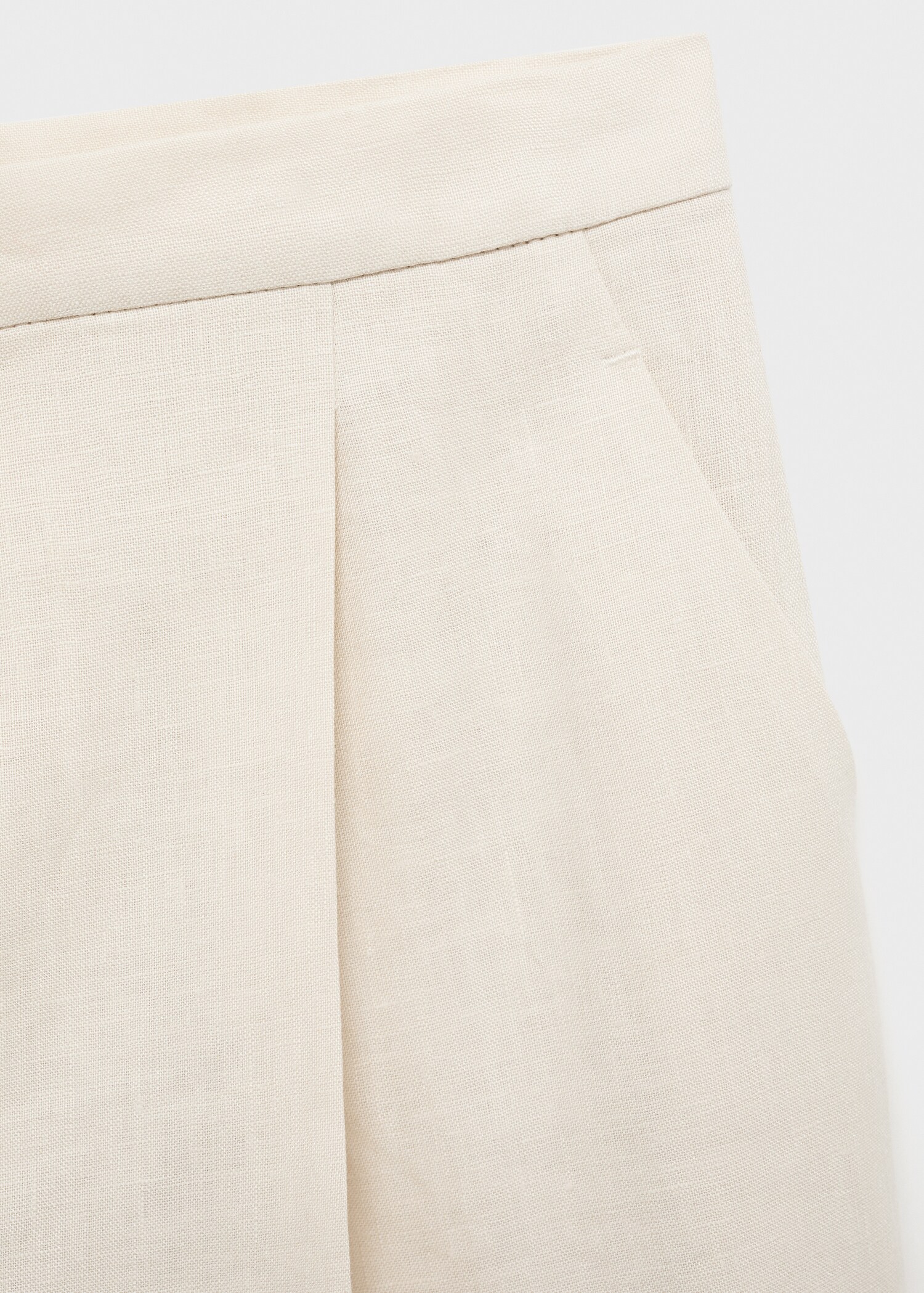 Straight-fit linen trousers with pleats - Details of the article 0