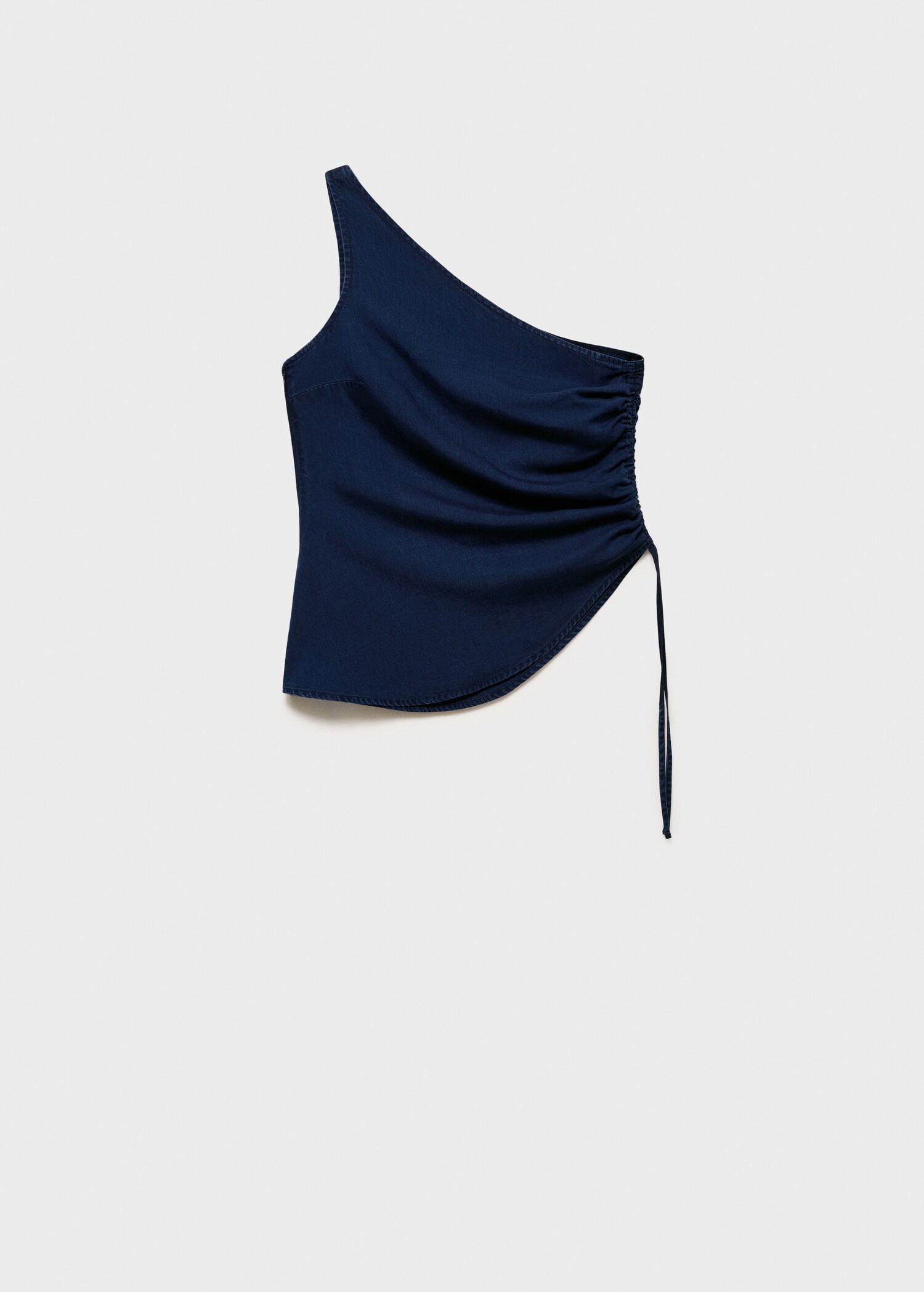 Denim-effect top with gathered side - Article without model