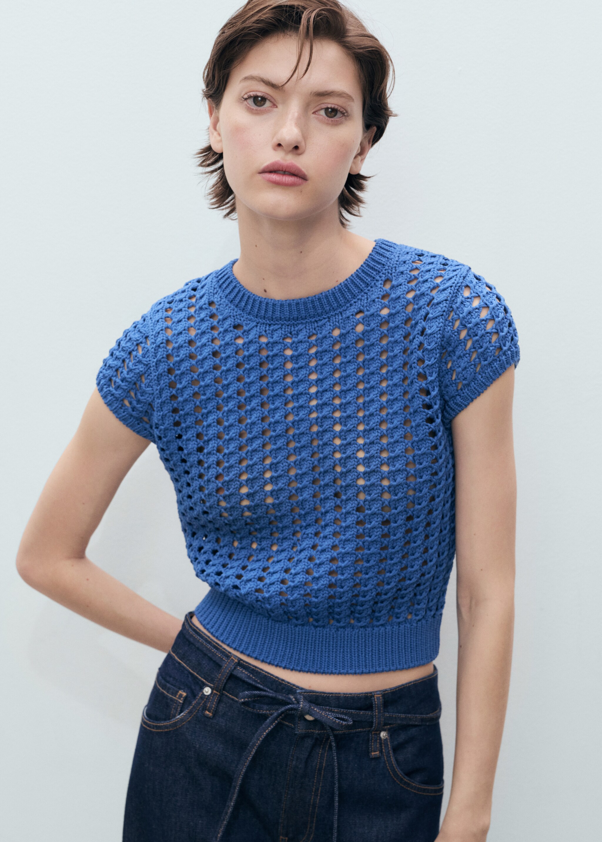 Jersey crochet manga corta - Plano medio