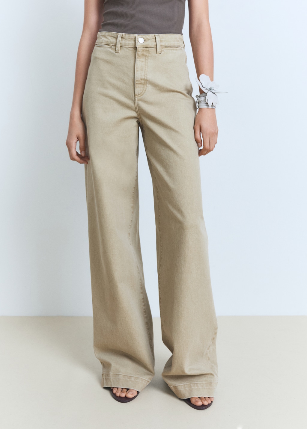 Jeans wideleg tiro alto full length