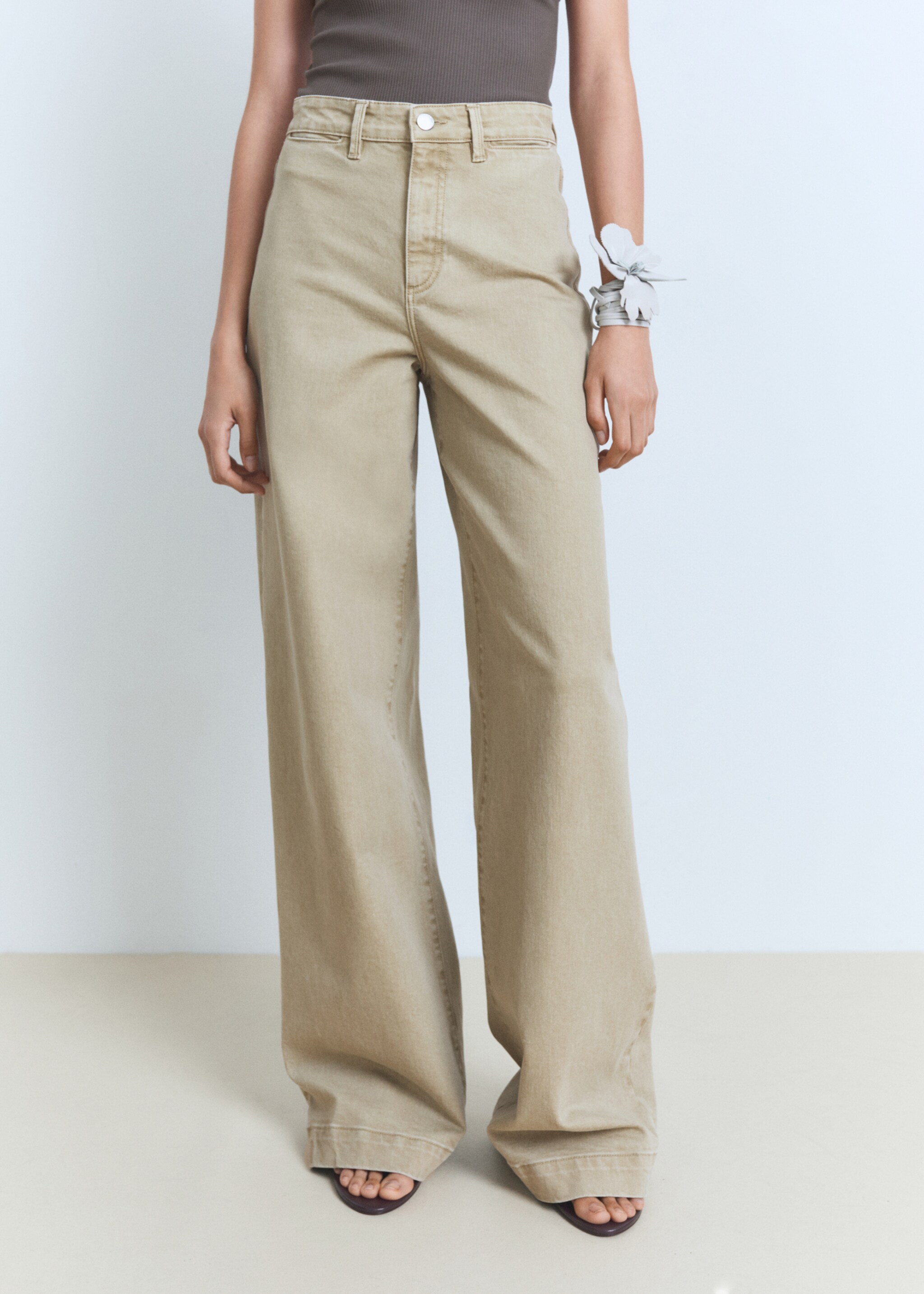 Wide-leg high-waist full-length jeans - Medium plane