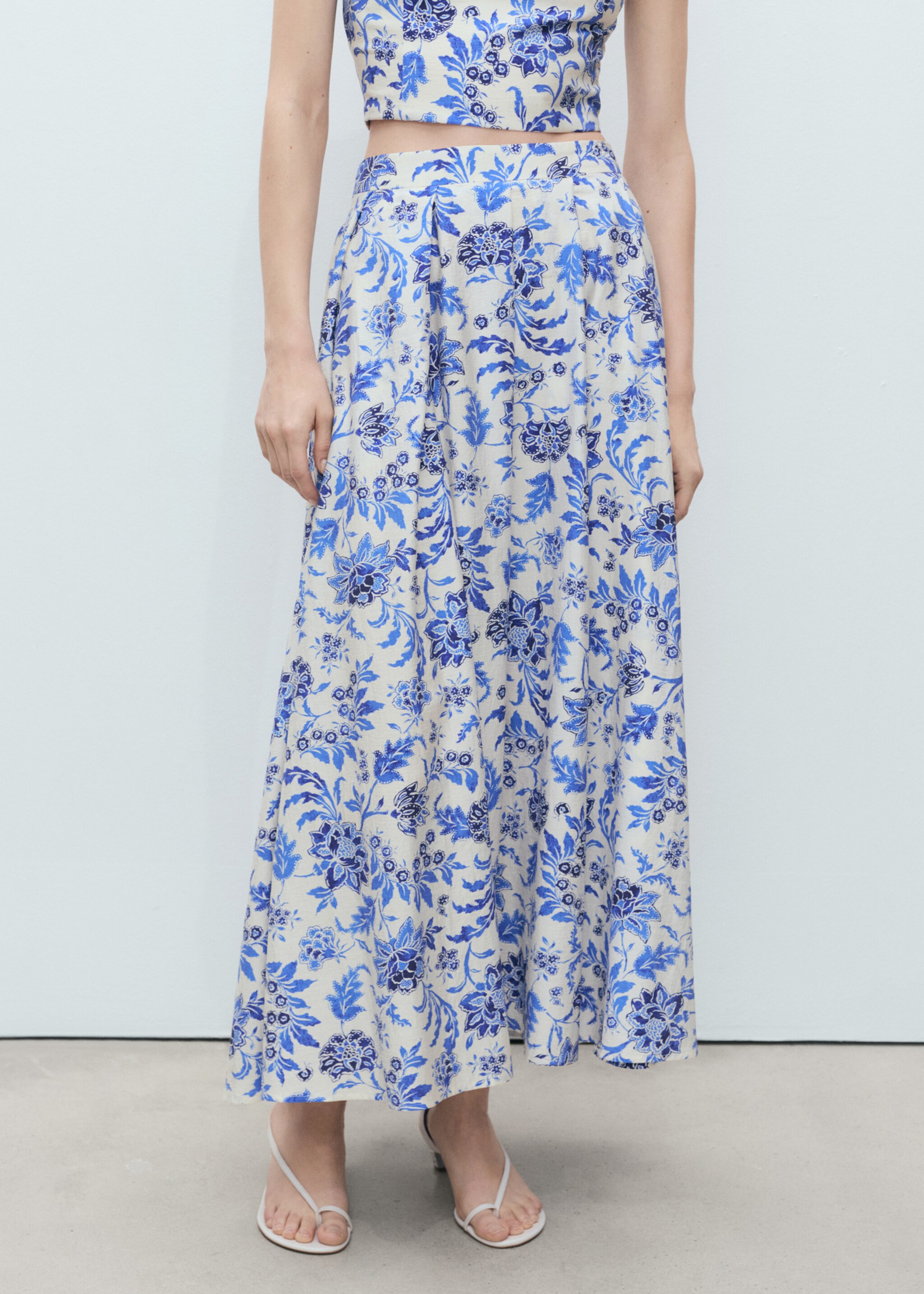 Long floral flared skirt - Medium plane