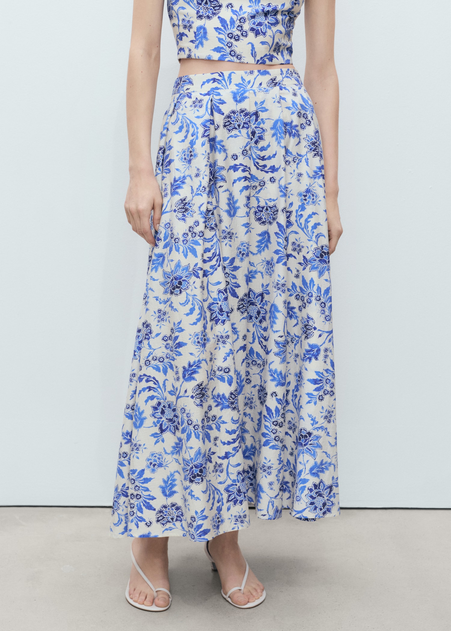Long floral flared skirt - Main Image