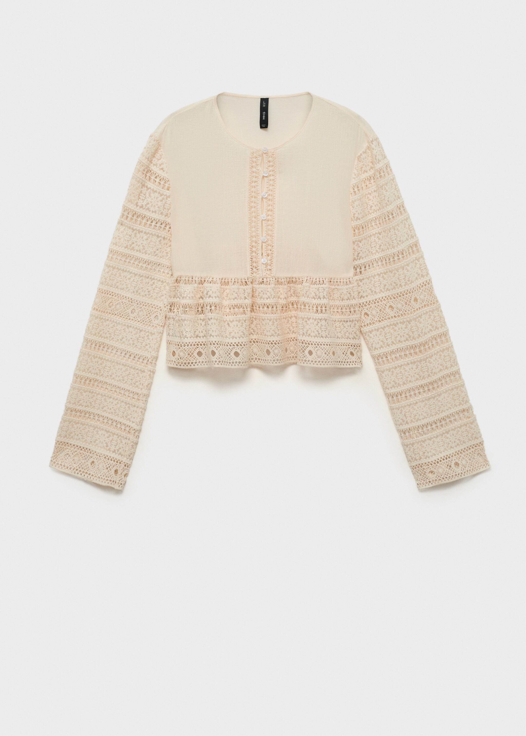 Embroidered cotton blouse with openwork details - Article without model