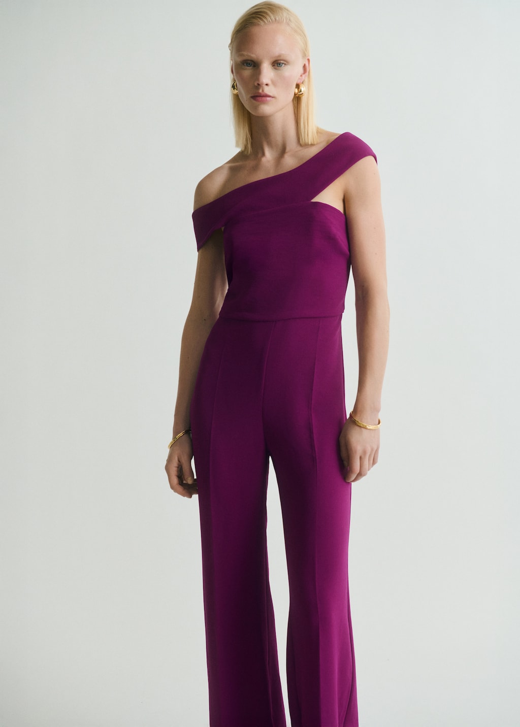 Plum Jumpsuit Long Jumpsuit With Asymmetrical Neck Women