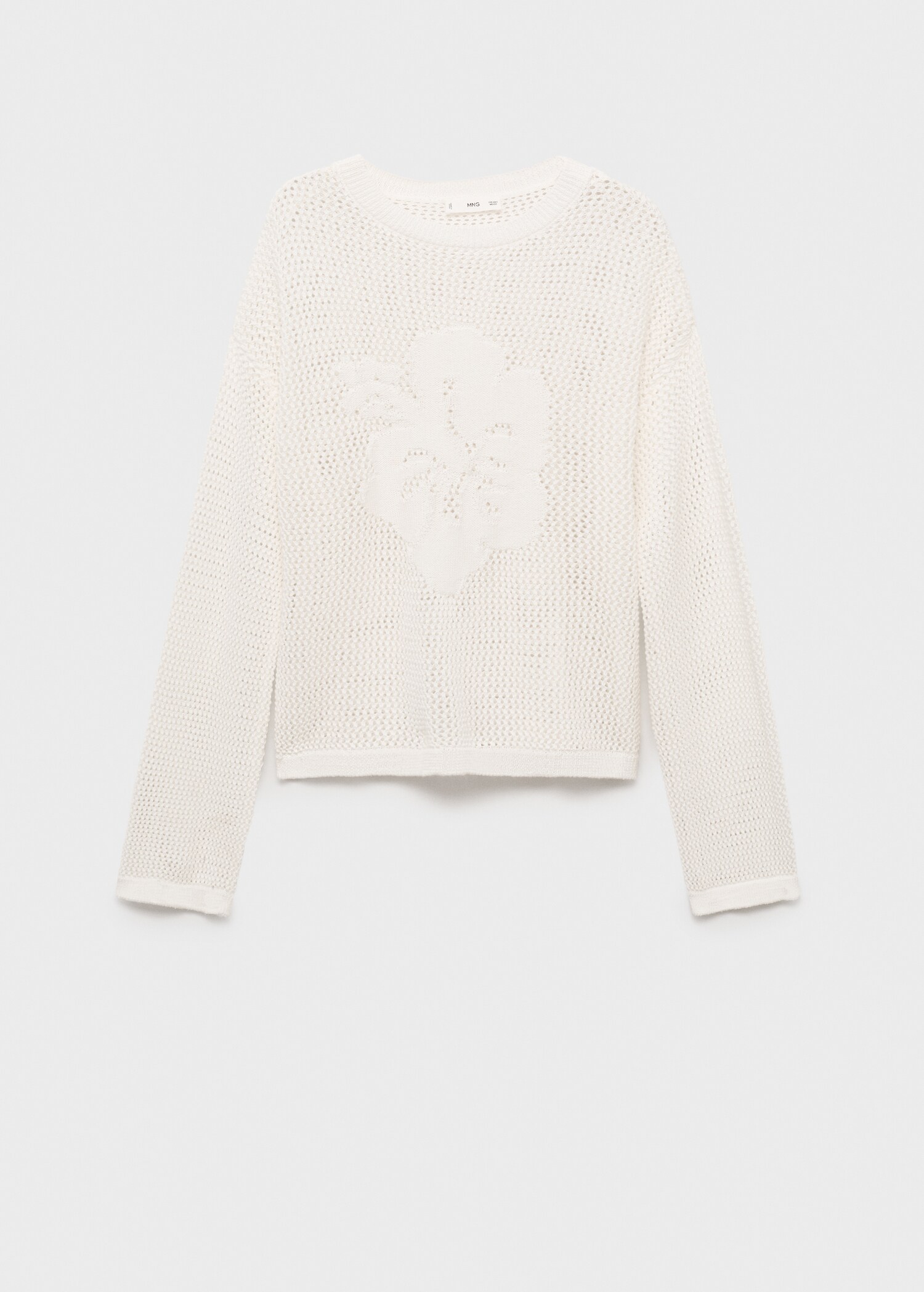 Openwork knitted sweater with flower detail - Article without model