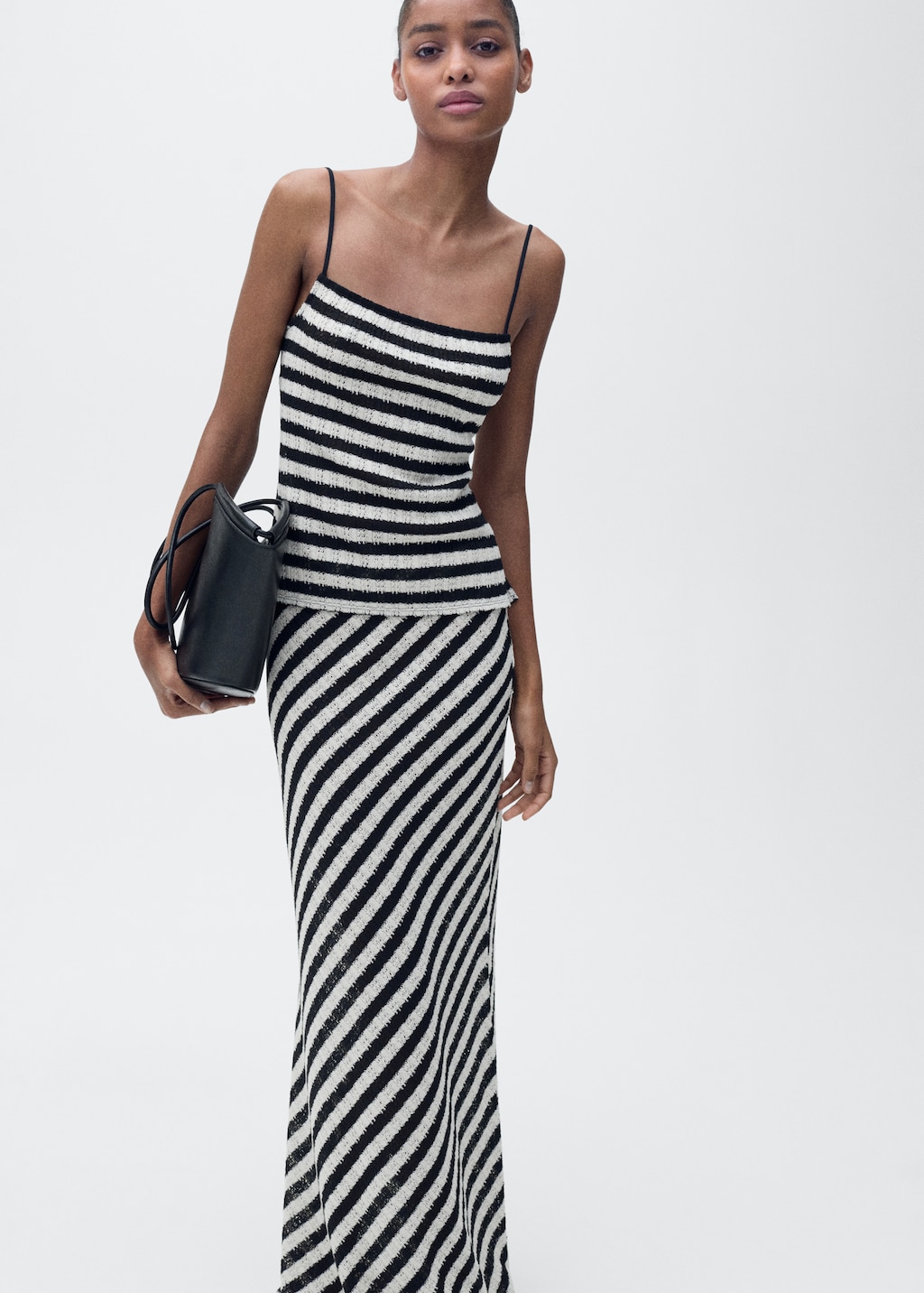 Striped knitted fitted top