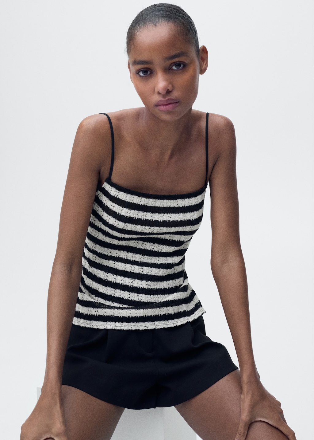Striped knitted fitted top - Women | MANGO USA Striped knitted fitted top - Women | MANGO USA
