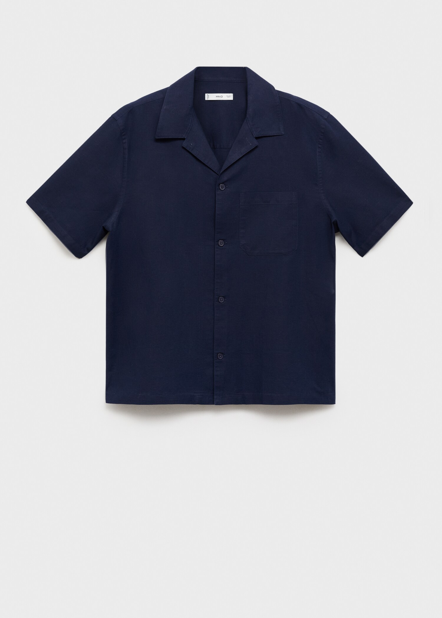 Kemeja linen dengan kerah bowling dan kancing - Barang tanpa model