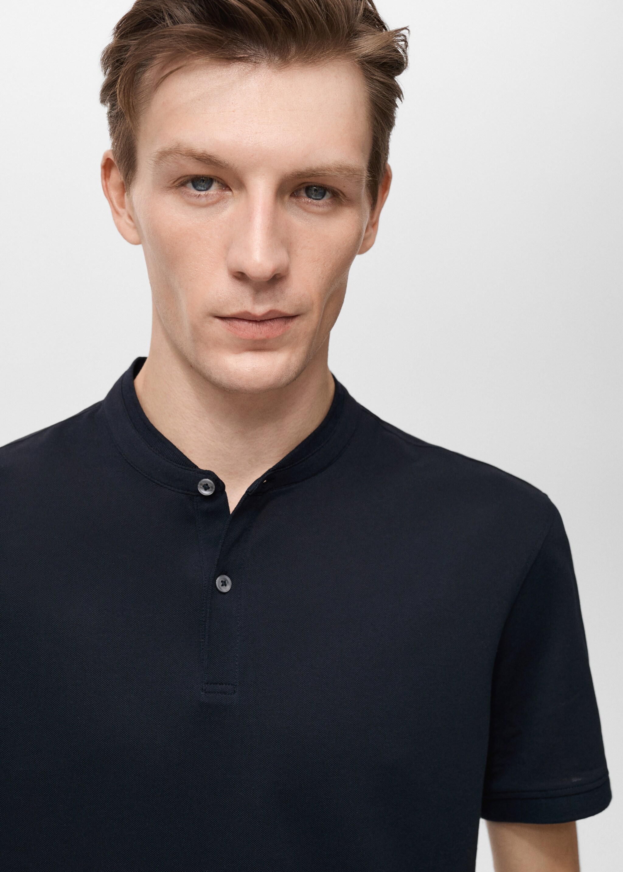 Mao collar cotton polo - Details of the article 1