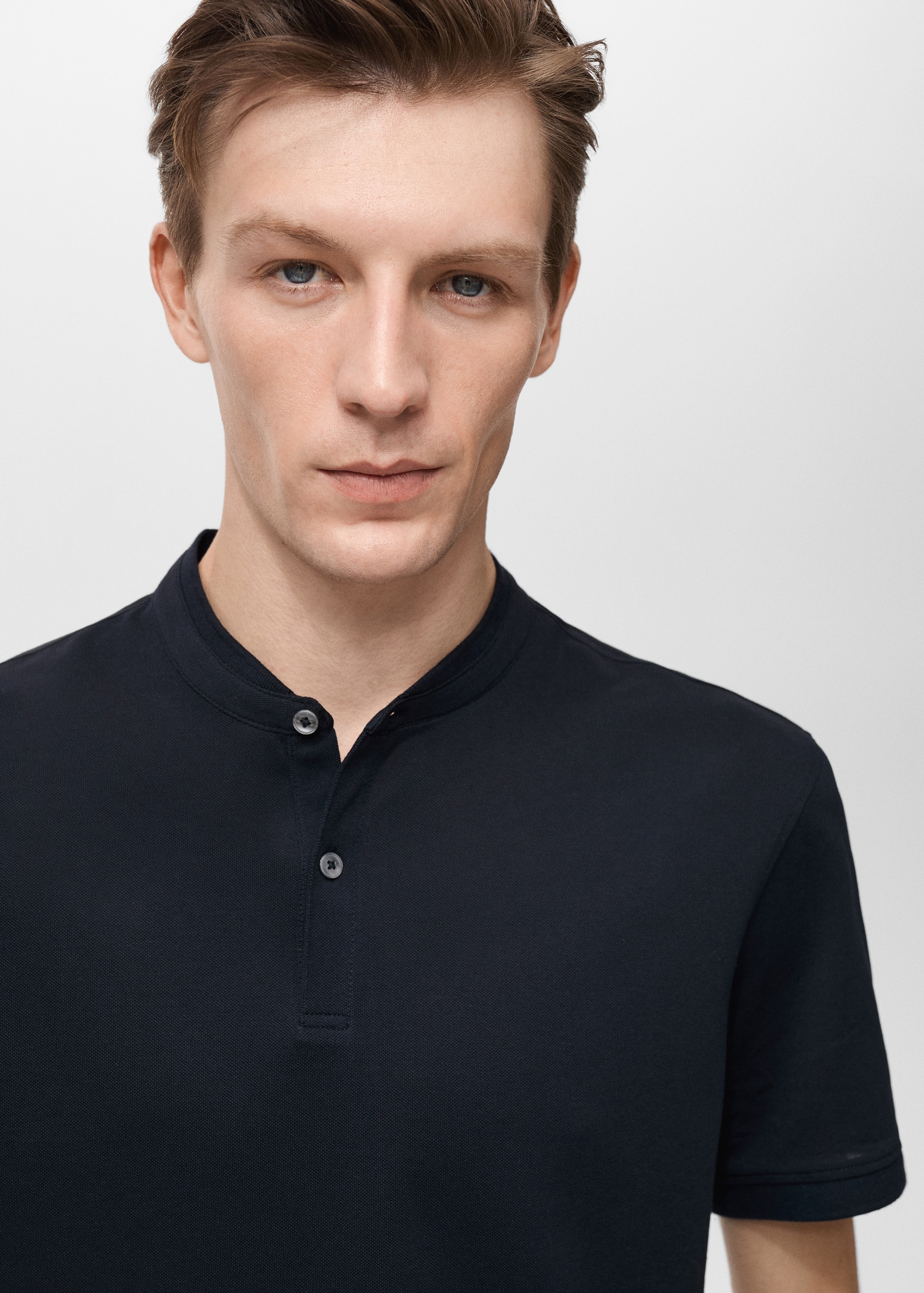 Mao collar cotton polo - Details of the article 1
