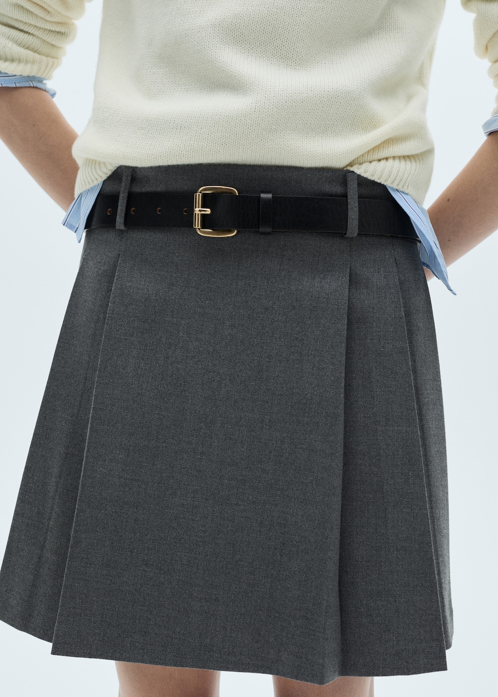 Pleated skirt with belt - Women | MANGO USA