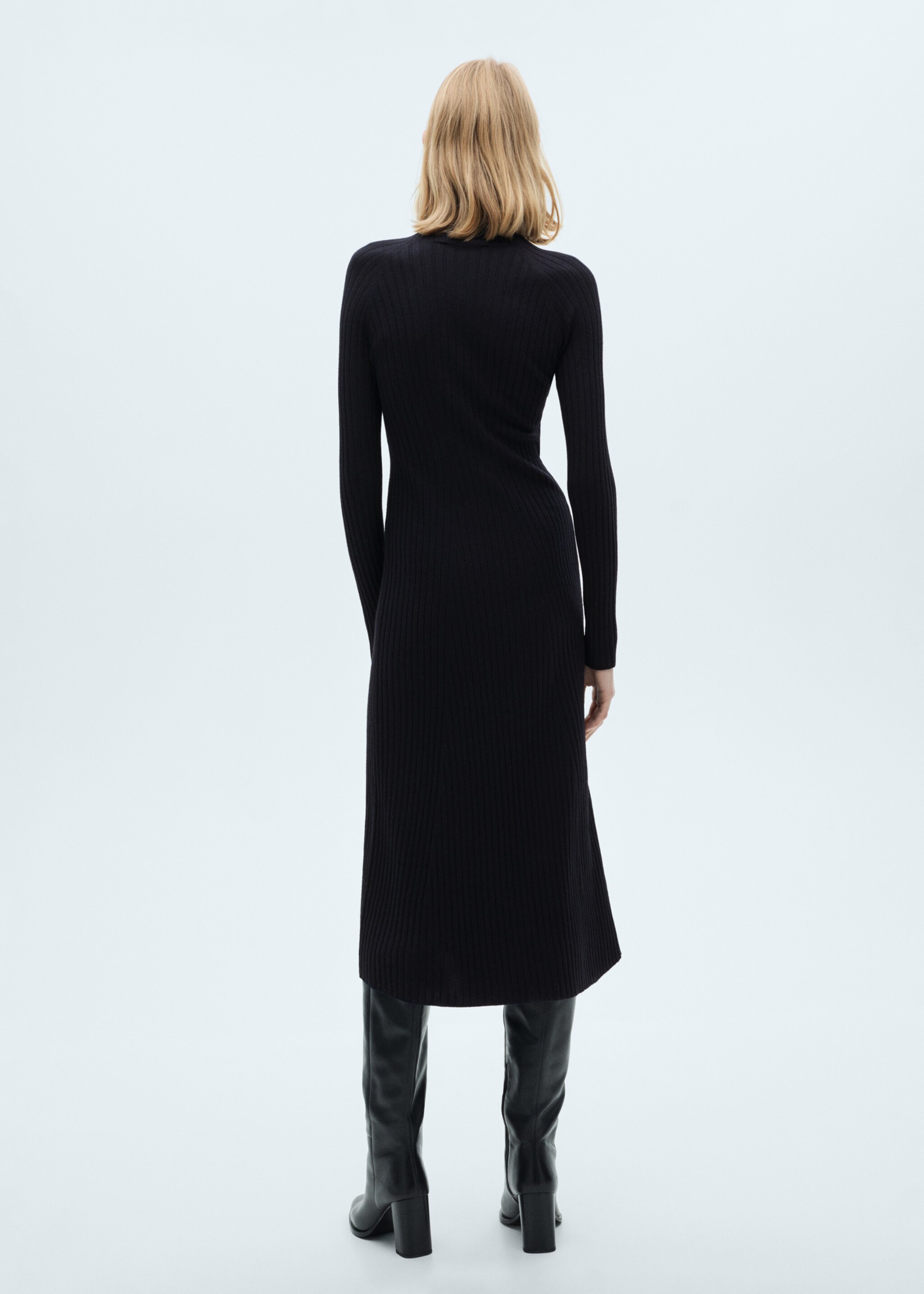 Flared knit dress with perkins collar - Reverse of the article