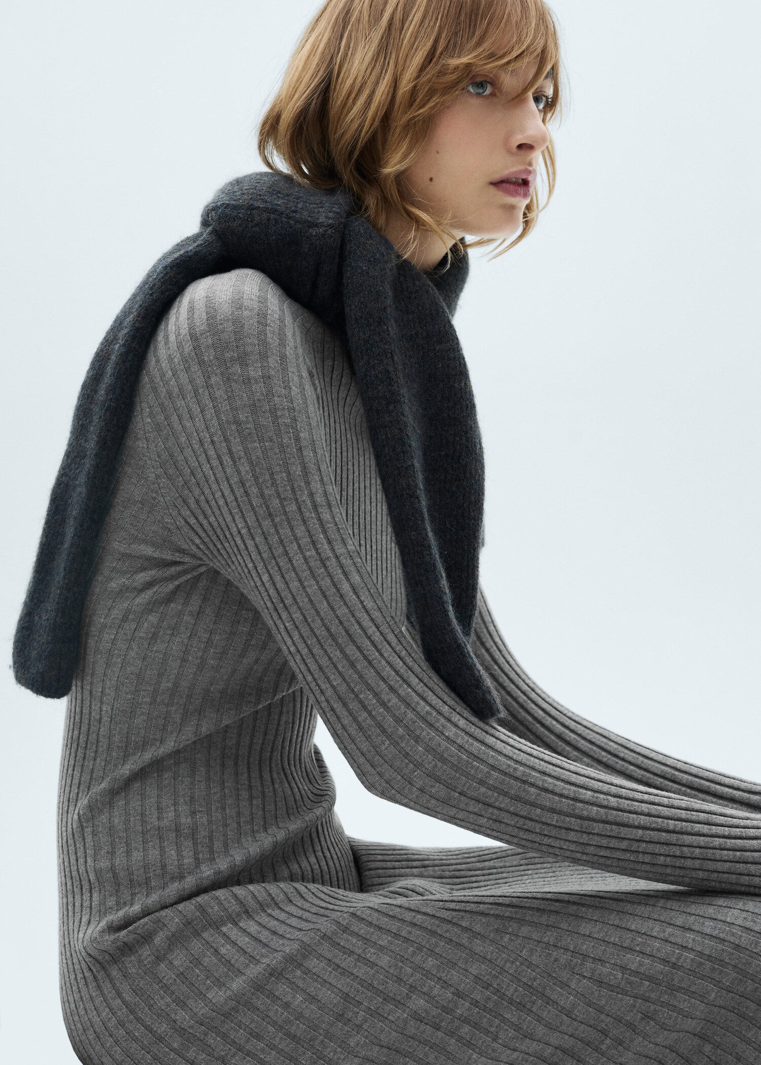 Flared knit dress with perkins collar - Details of the article 2
