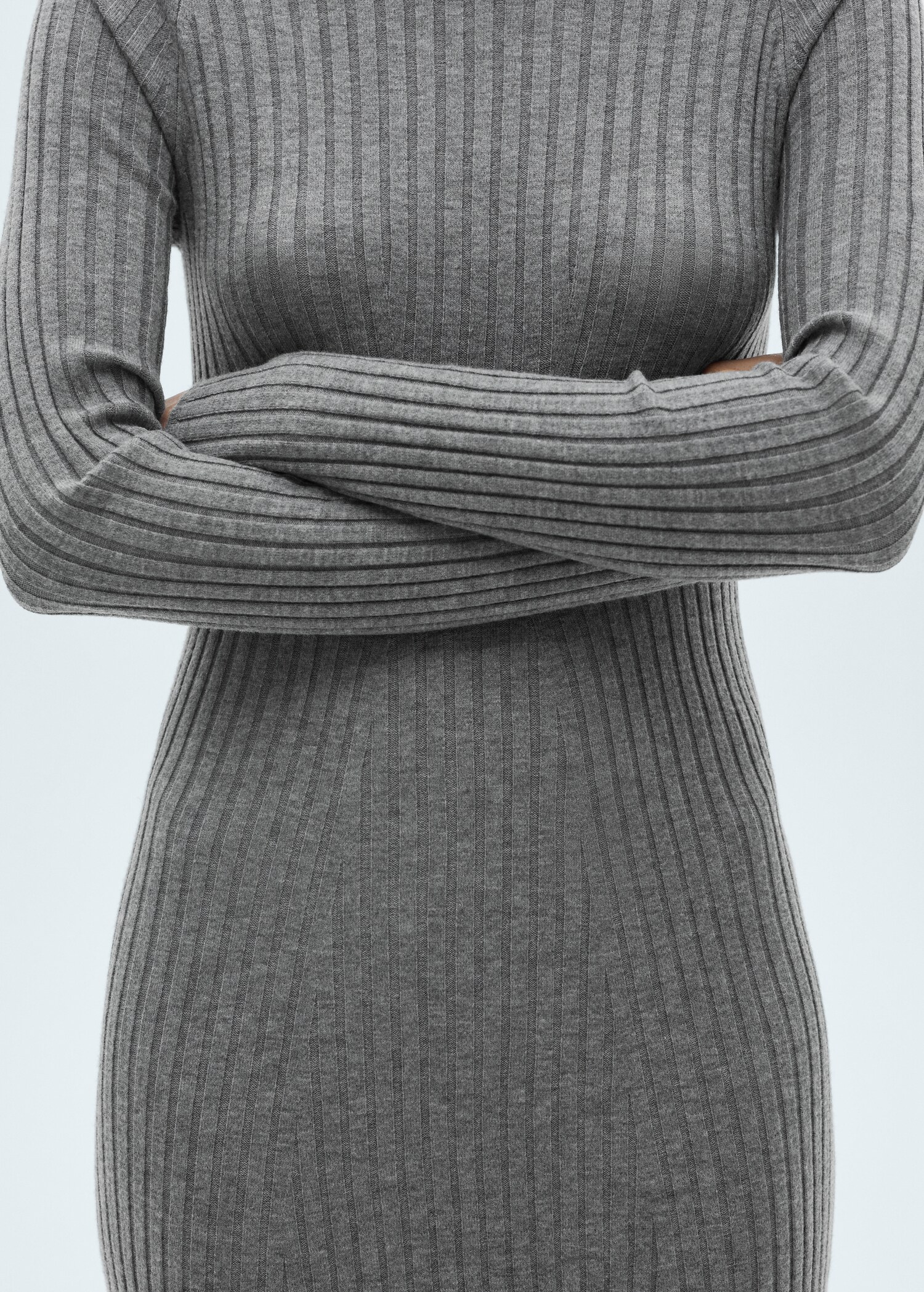 Flared knit dress with perkins collar - Details of the article 6