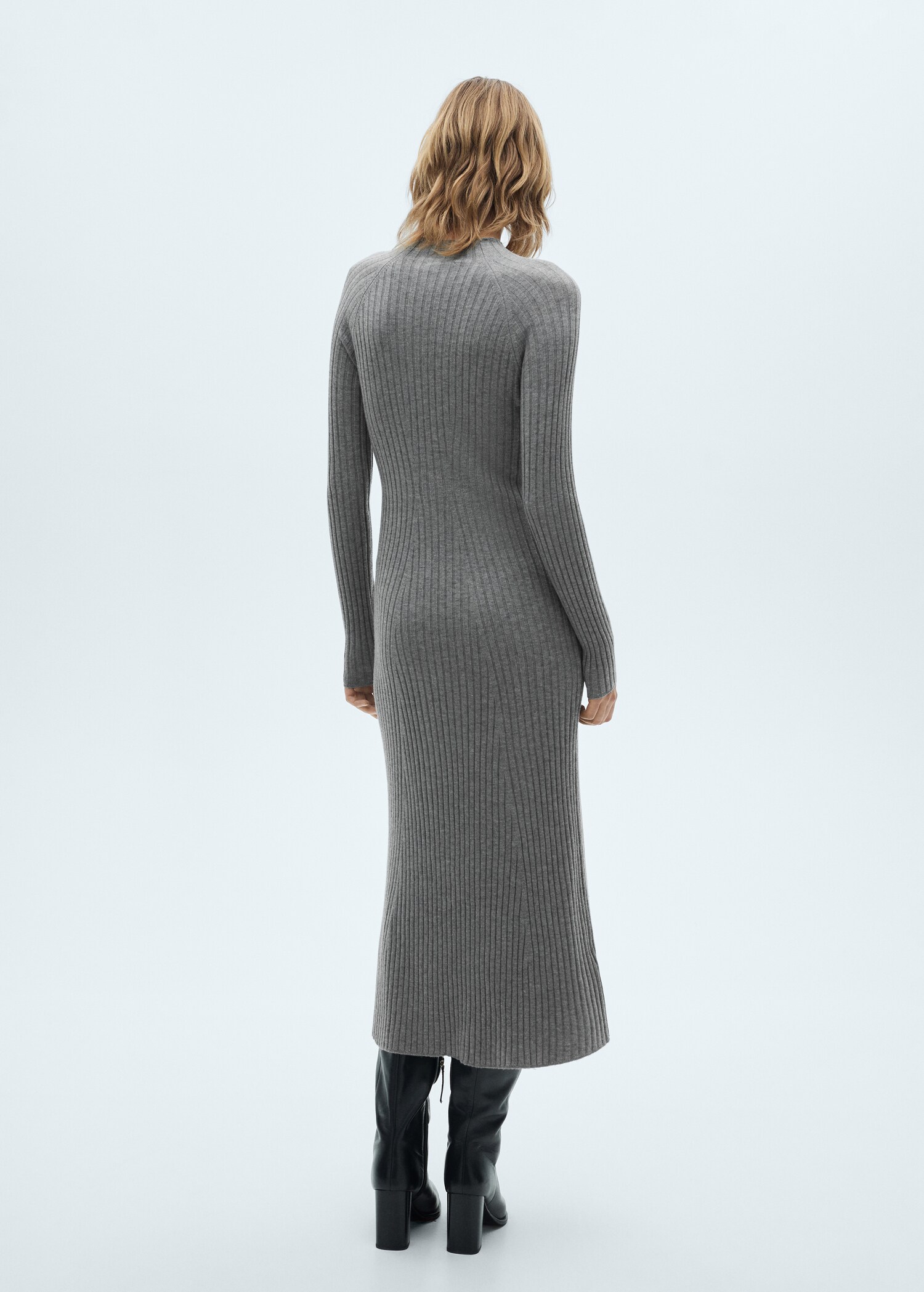 Flared knit dress with perkins collar - Reverse of the article