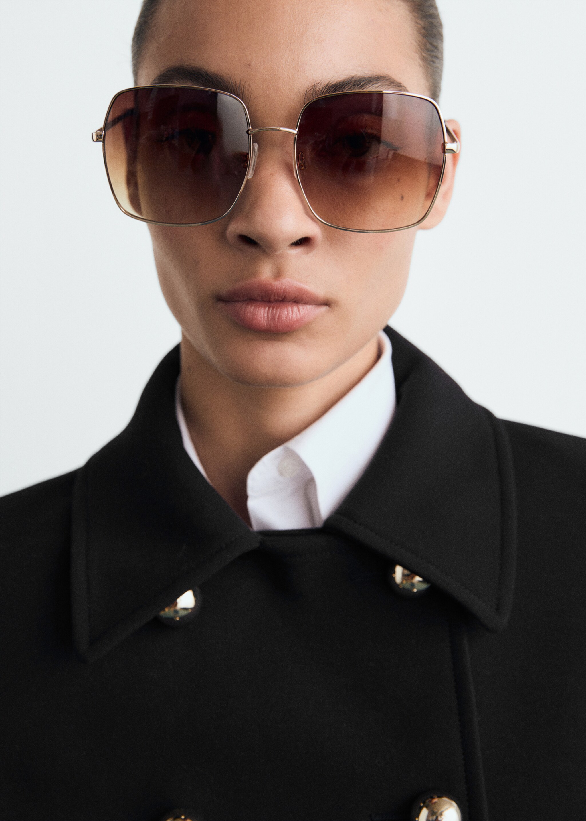 Double-breasted jacket with lapels - Details of the article 1, Black. Ref: 87070428-00.