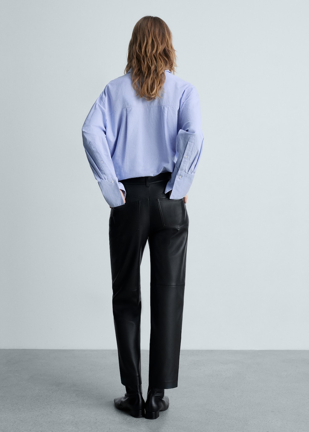 Straight-leg faux-leather pants