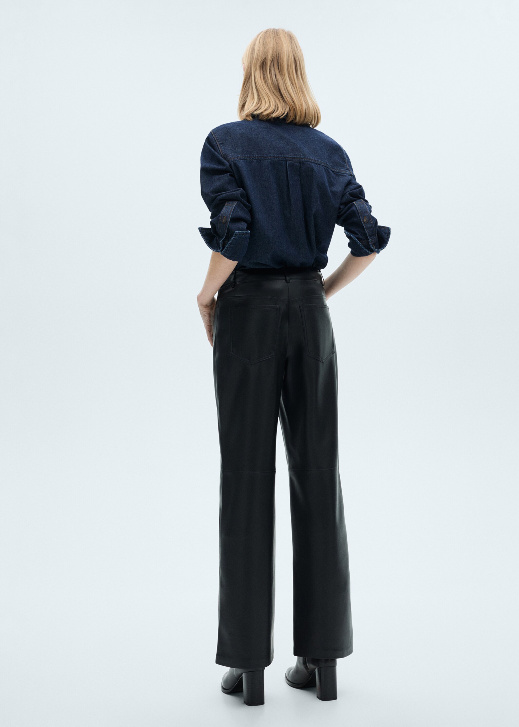 Leather-effect straight trousers - Reverse of the article