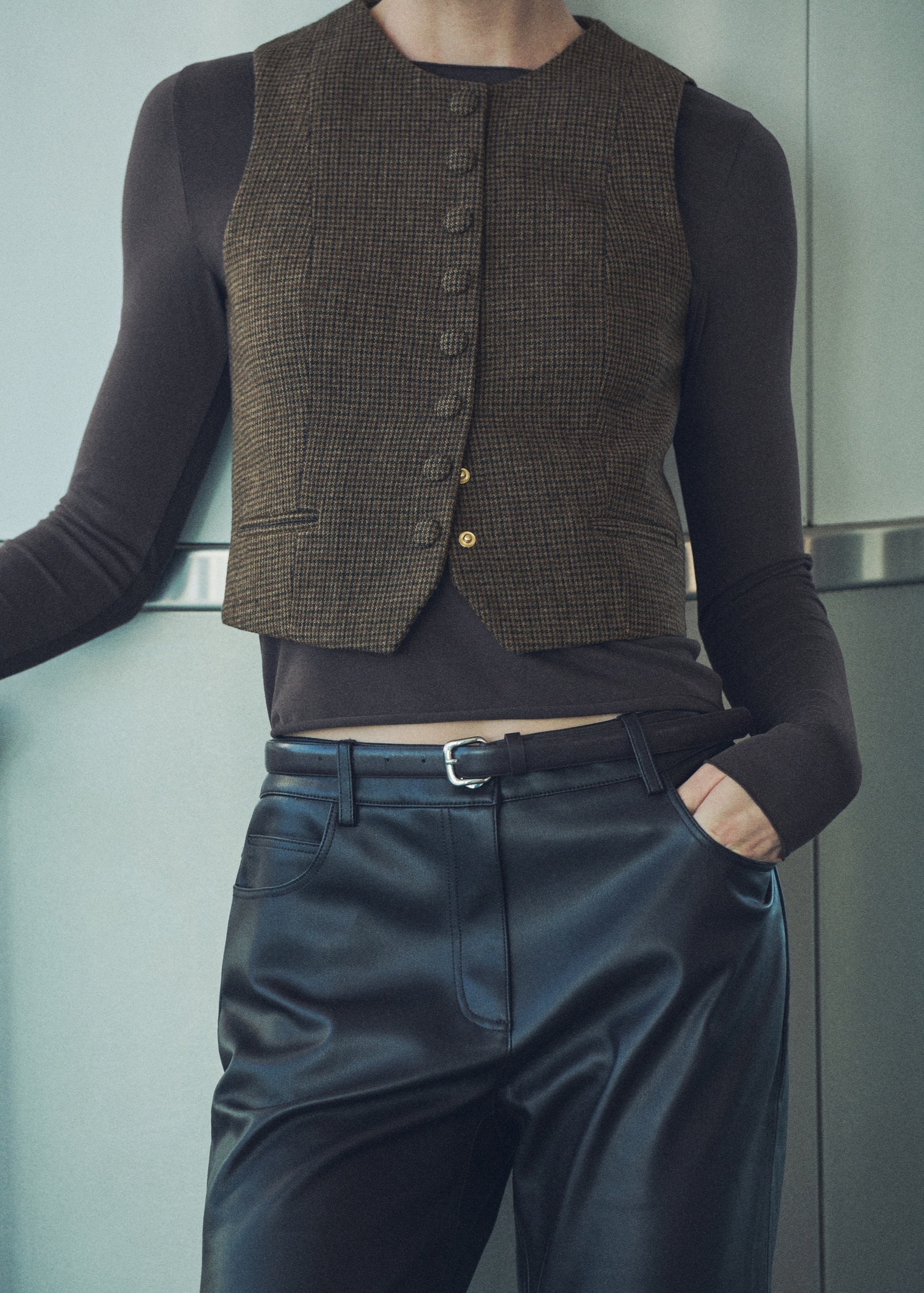 Chaleco Tejido Chaleco De Pata De Gallo Chaleco Tejido De Pata De