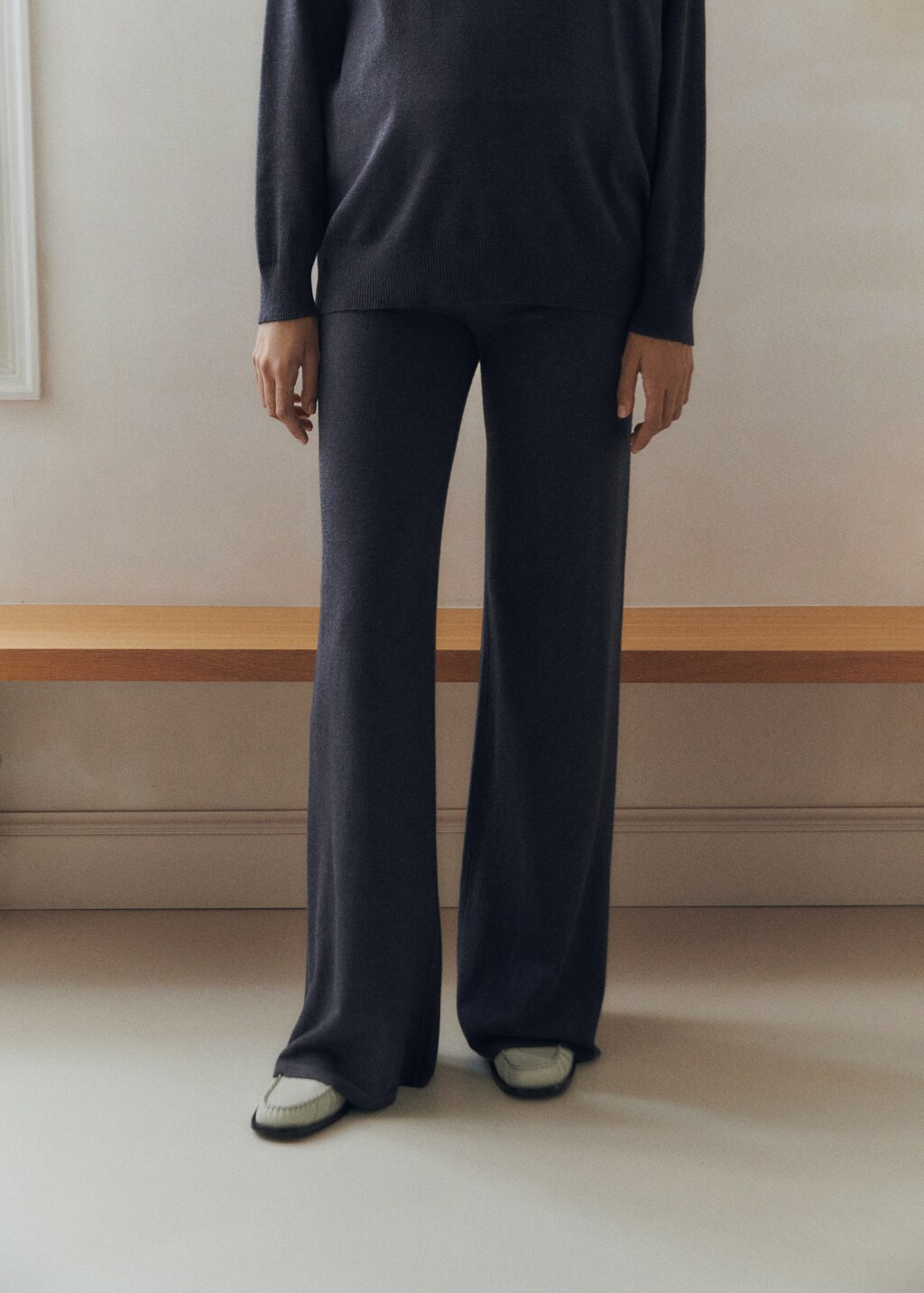 Wide leg knitted maternity pants