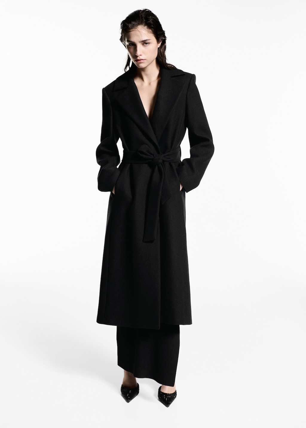 Leather-effect coat with fur-effect trim | MANGO Japan