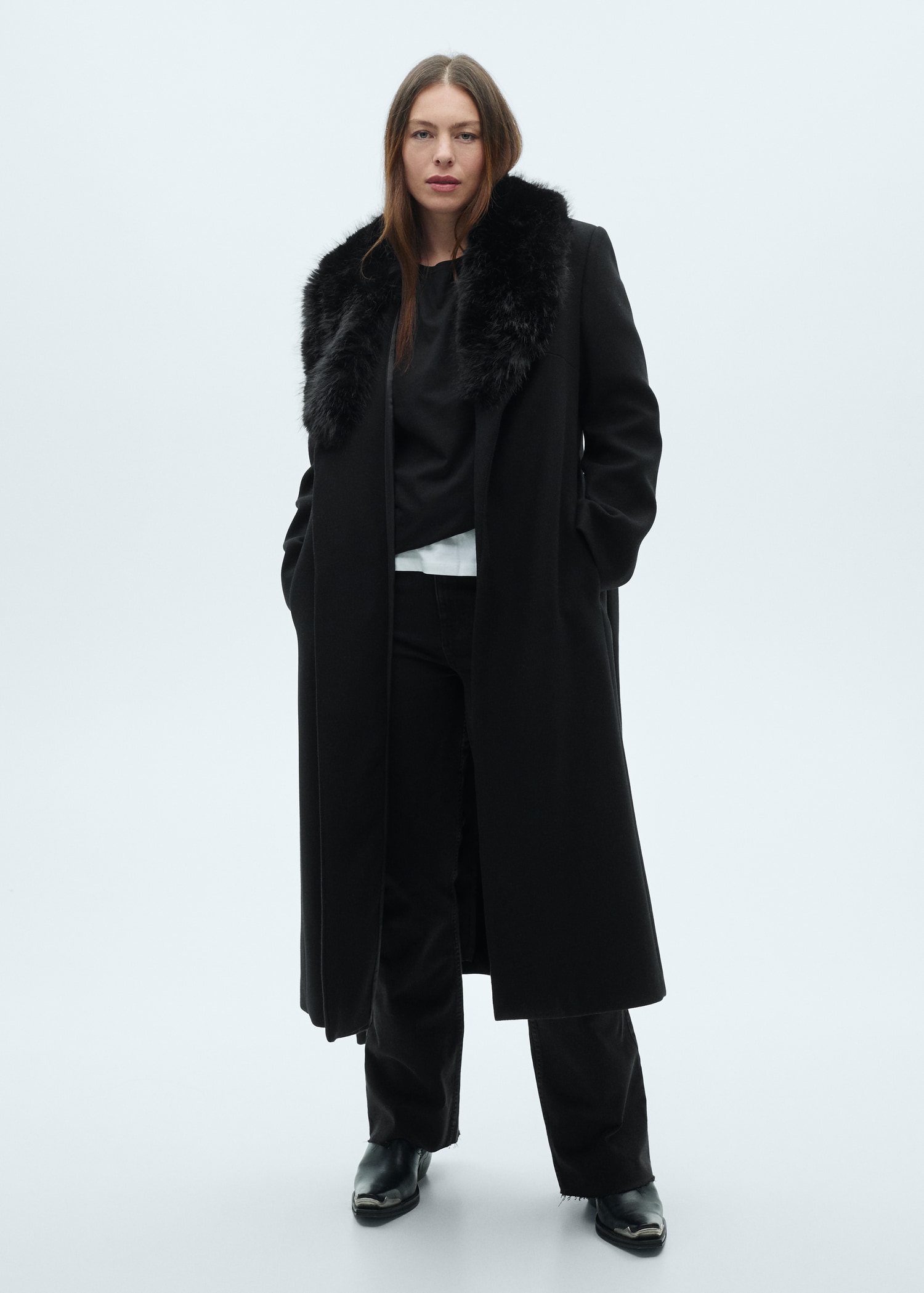 Abrigo Largo Pelo Mango Manteco Wool Coat With Detachable Fur