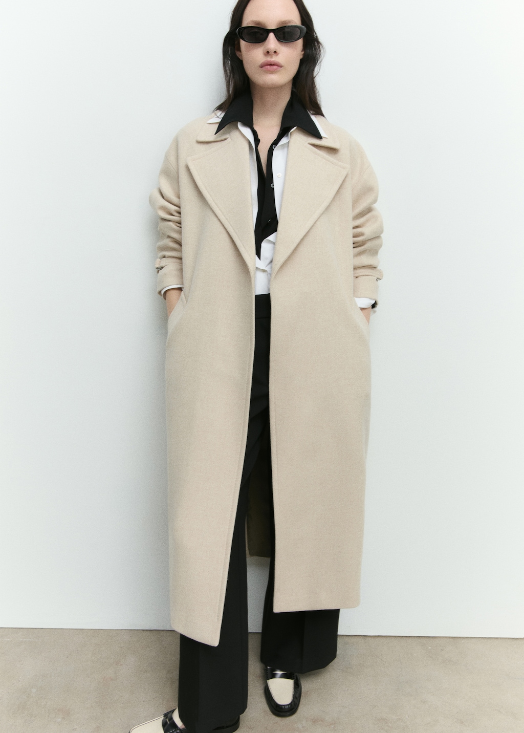 Maxi lapel Manteco wool coat - Women | MANGO Japan